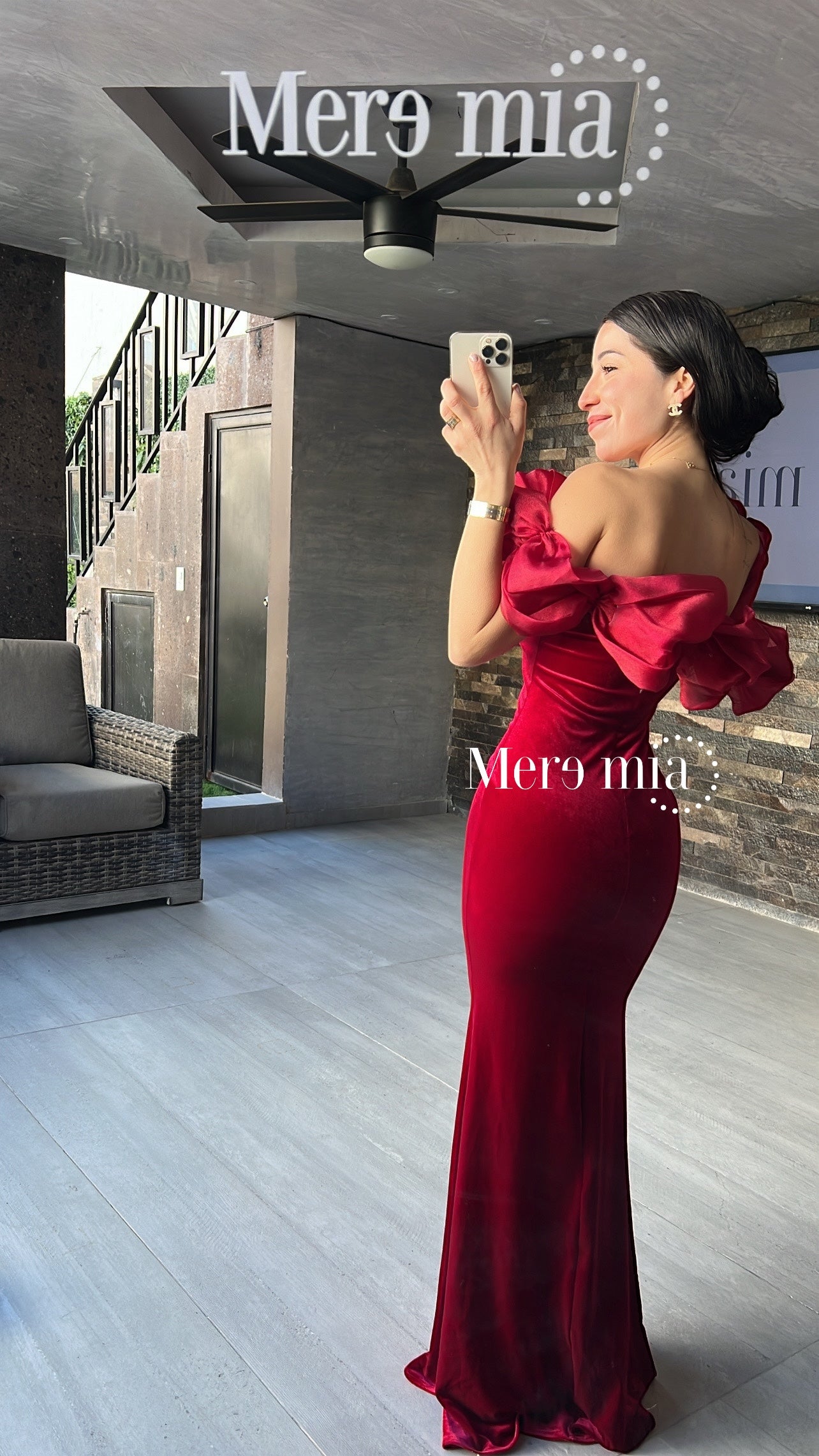 Vestido tinto scrunchie tul