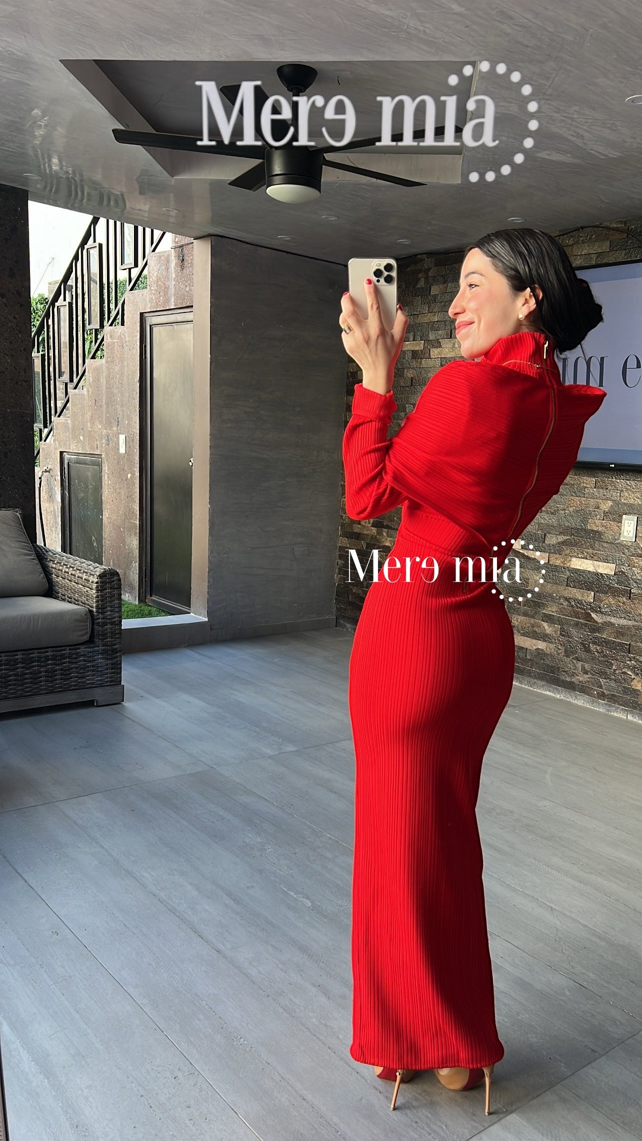 Vestido rojo cruzado cuello