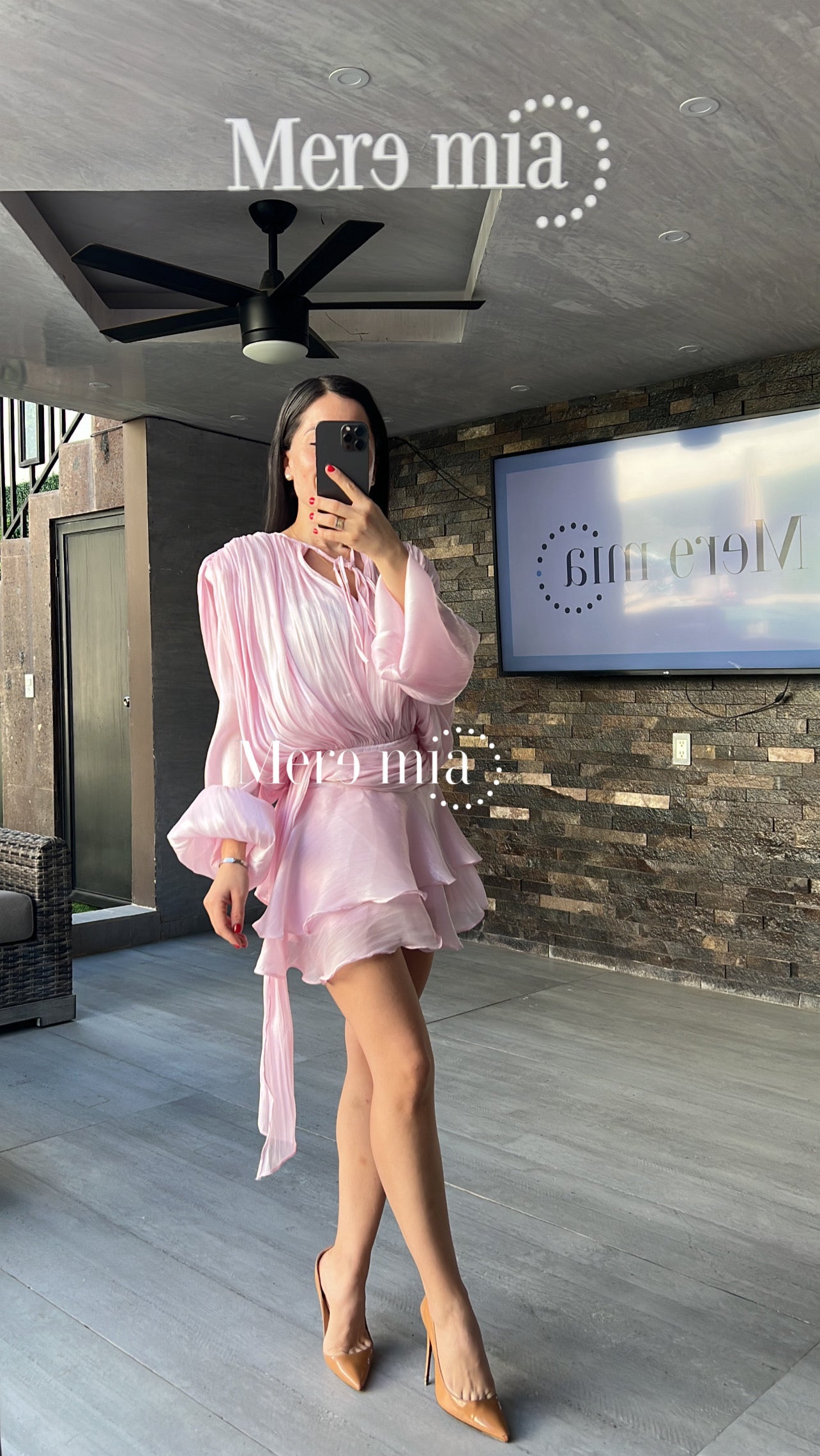 Vestido rosa olanes