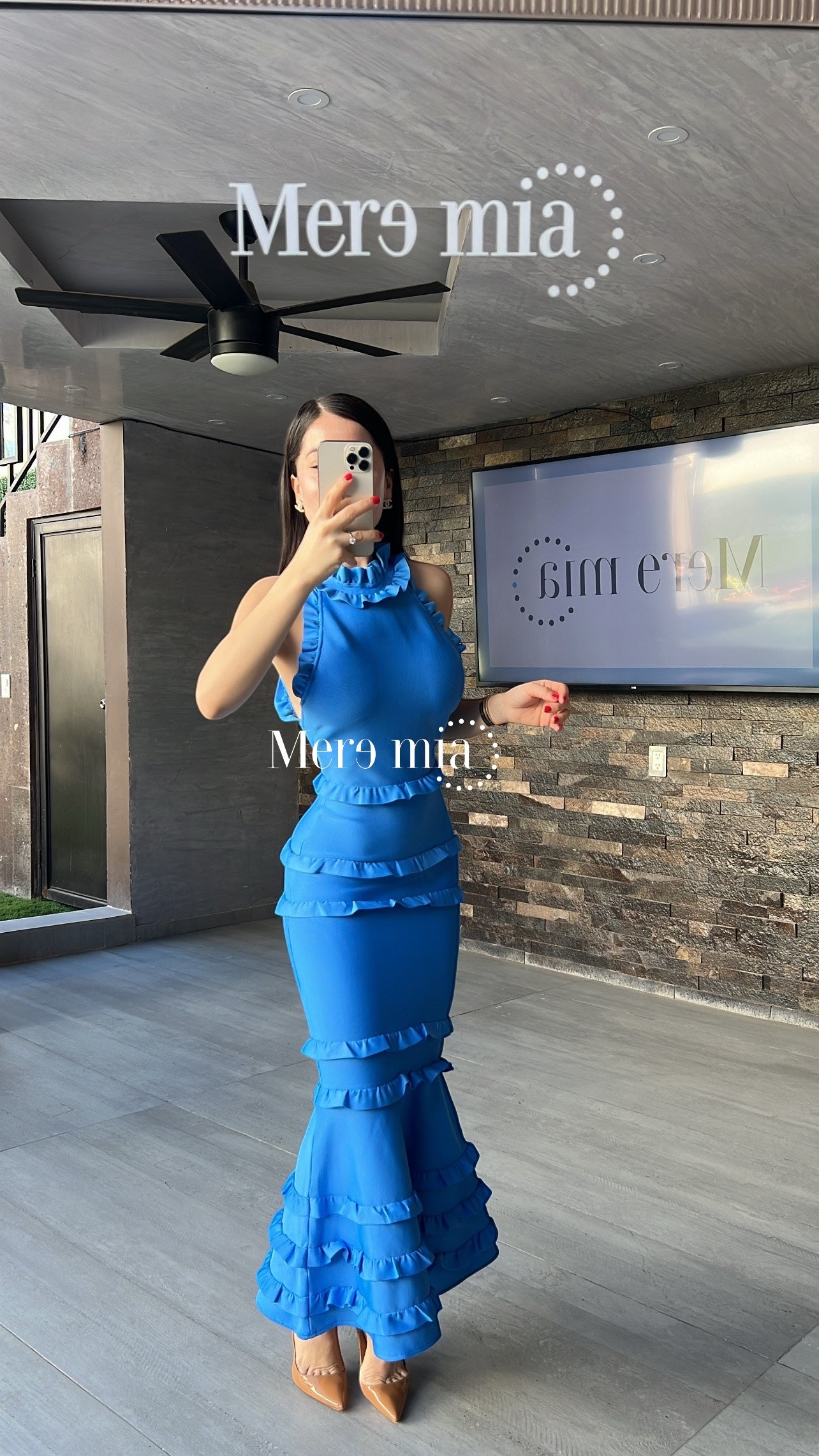 Vestido azul esc olanes