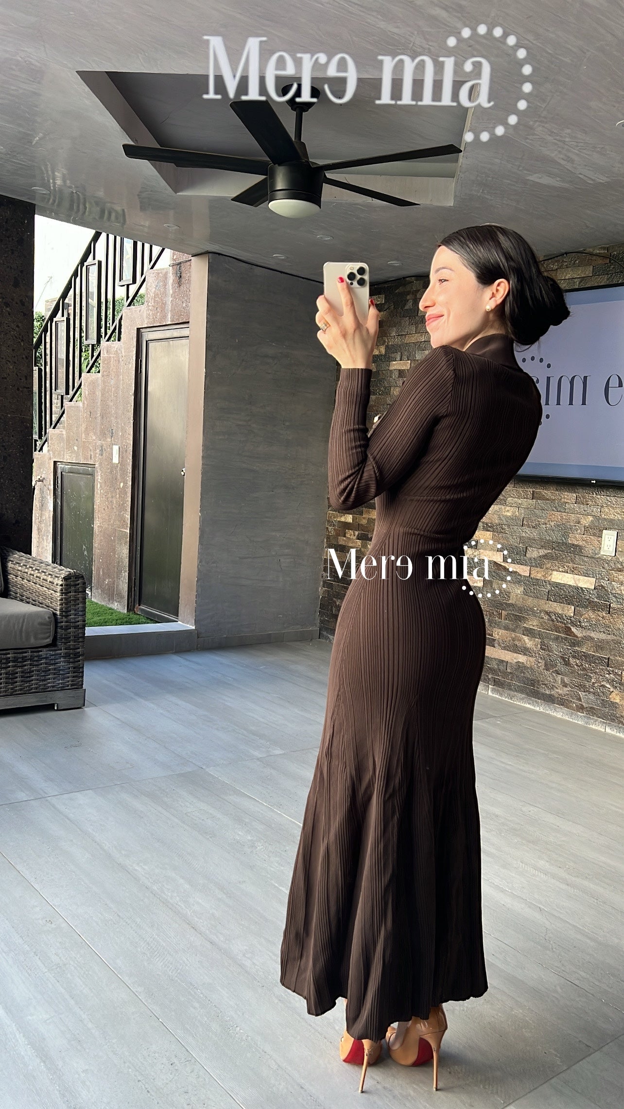 Vestido cafe rayado botones