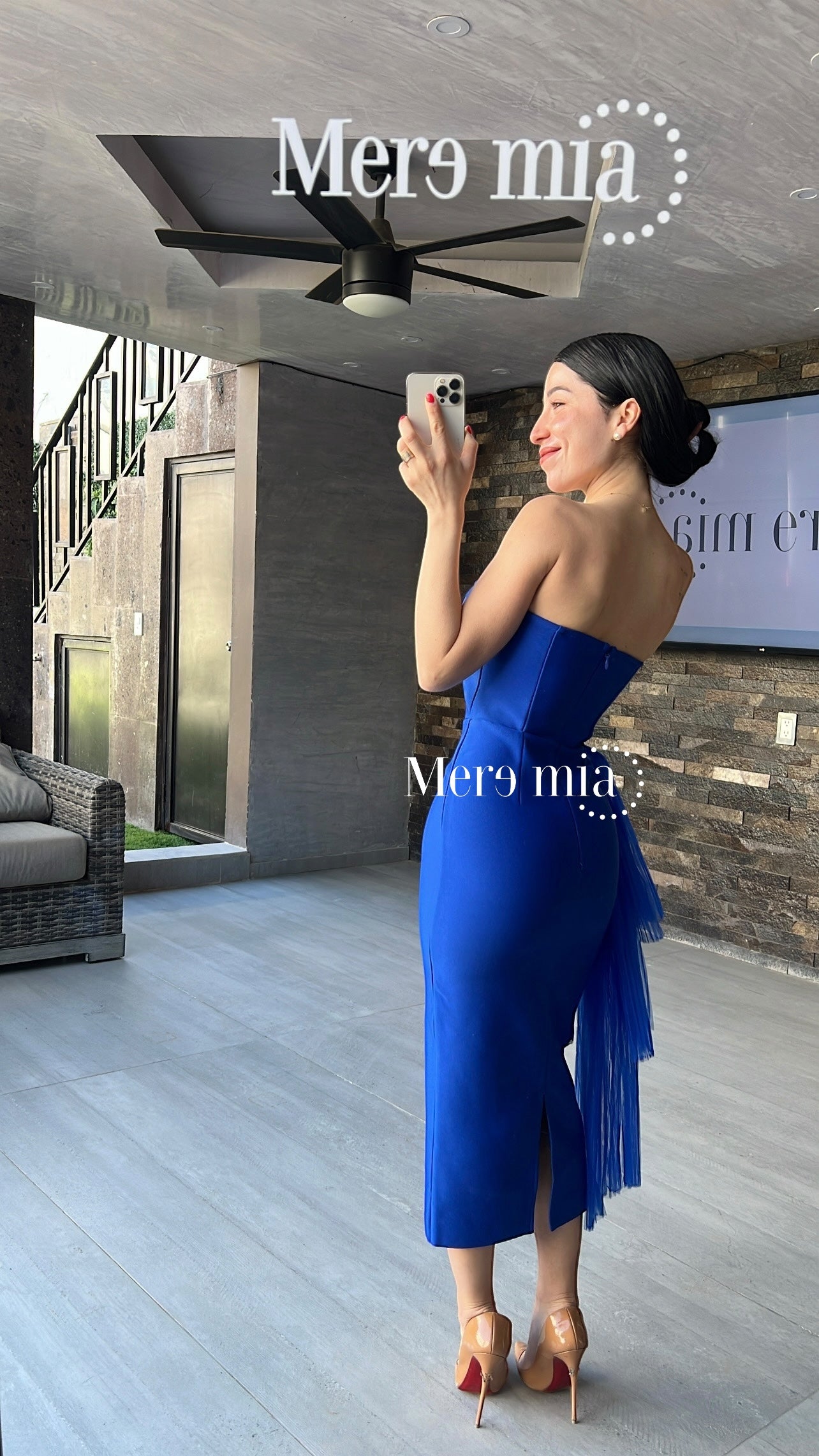 Vestido azul rey strapples tul
