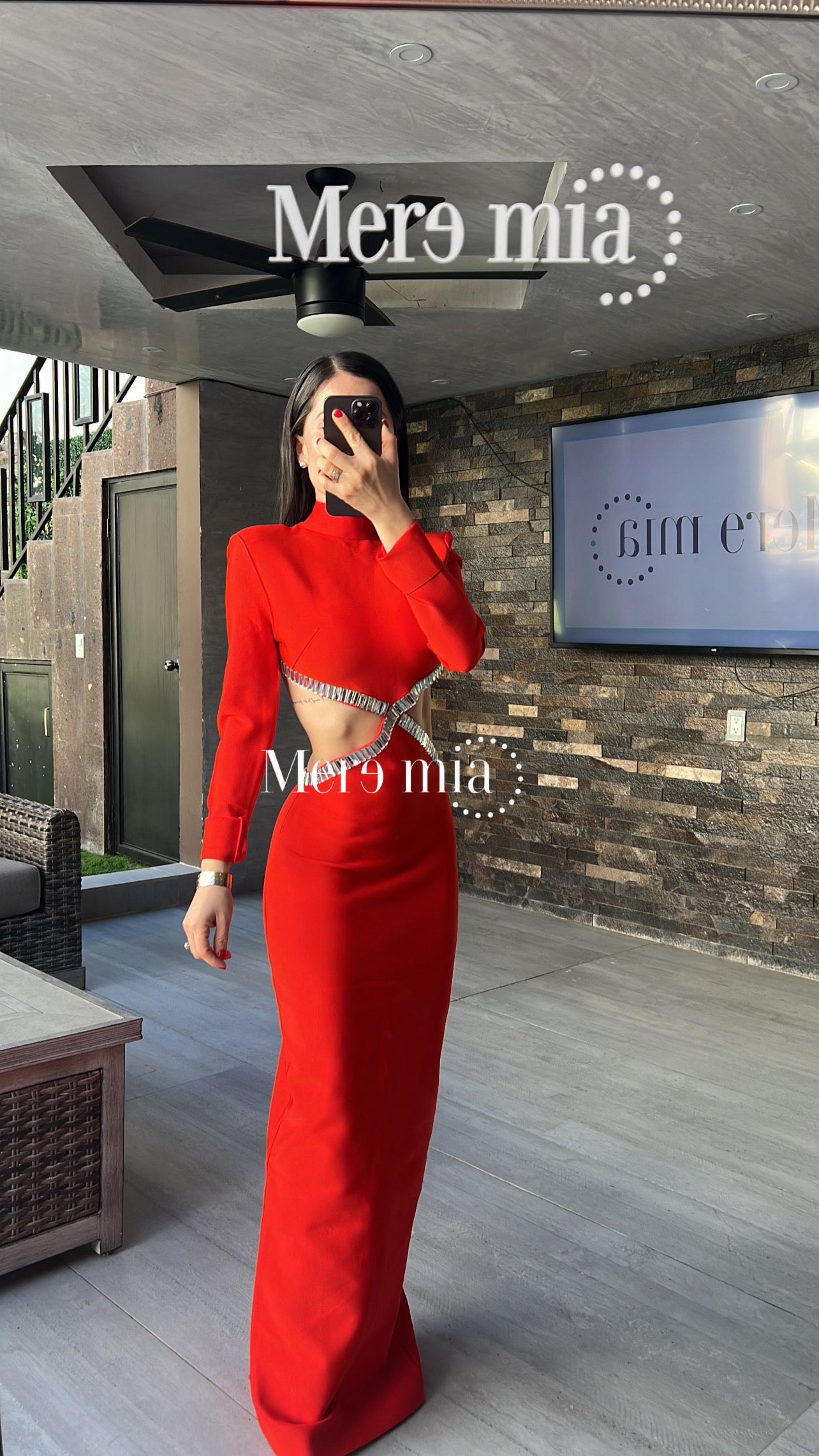 Vestido rojo plata rect