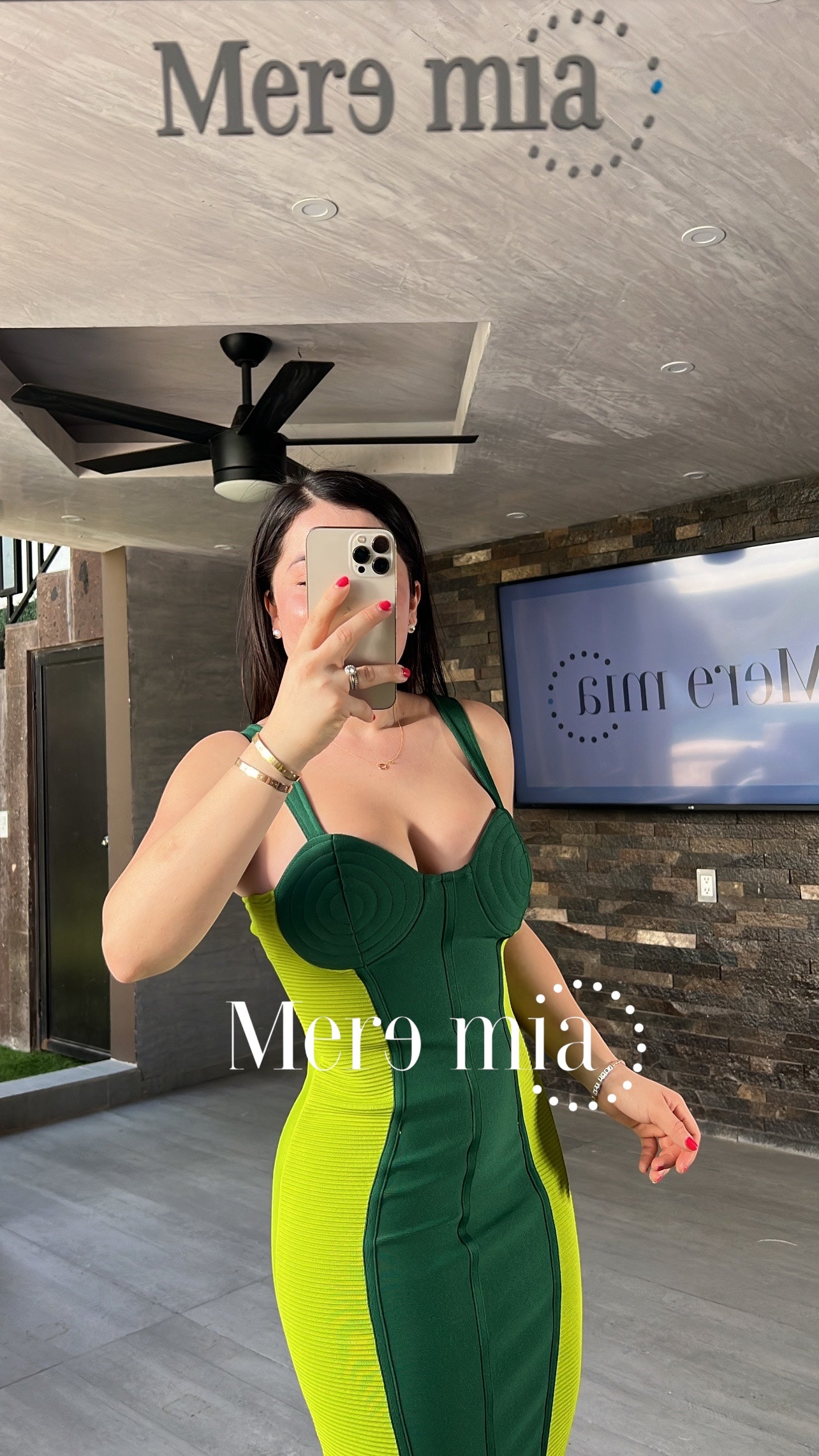 Vestido verdes copa midi