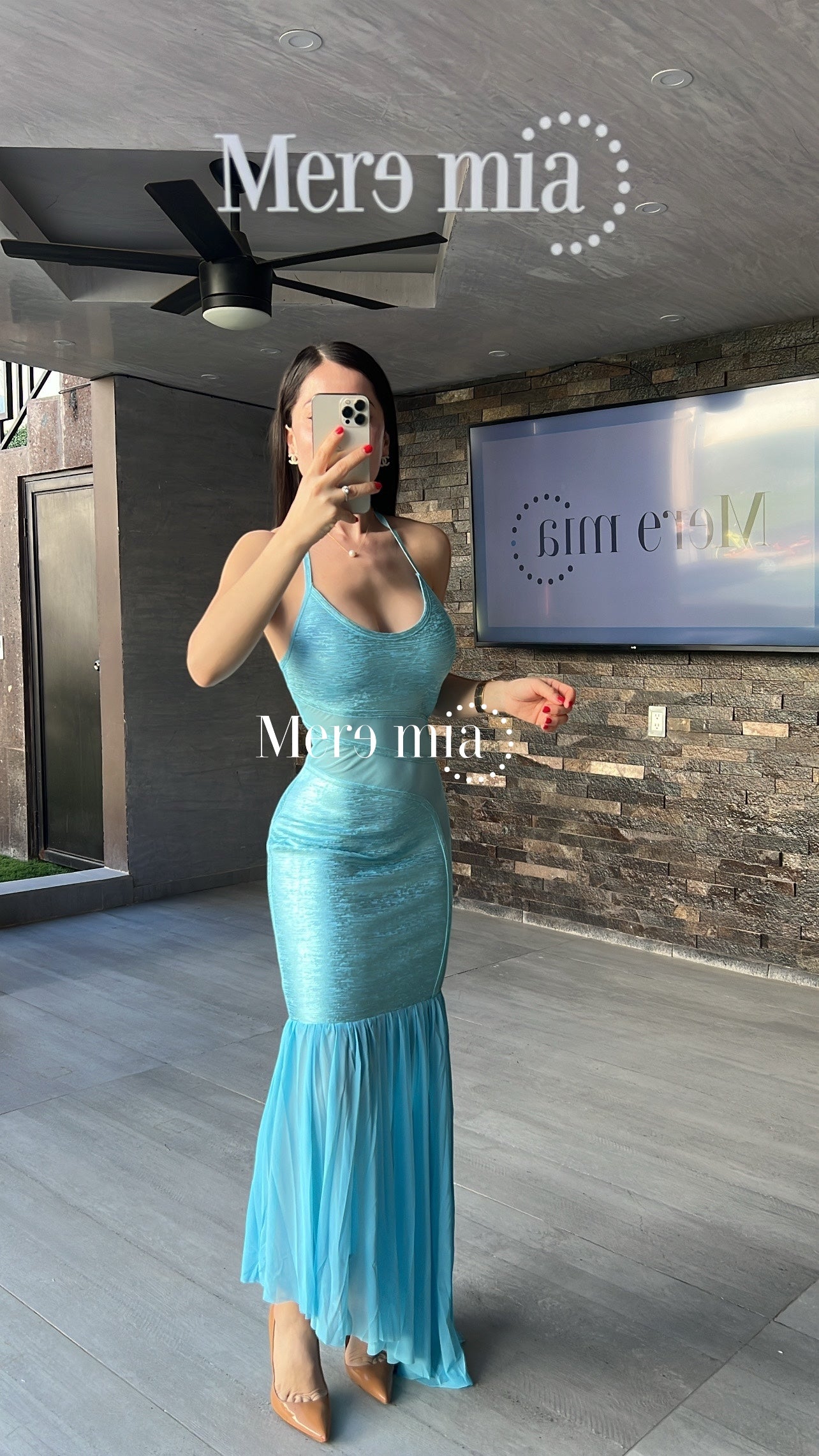 Vestido azul metalico