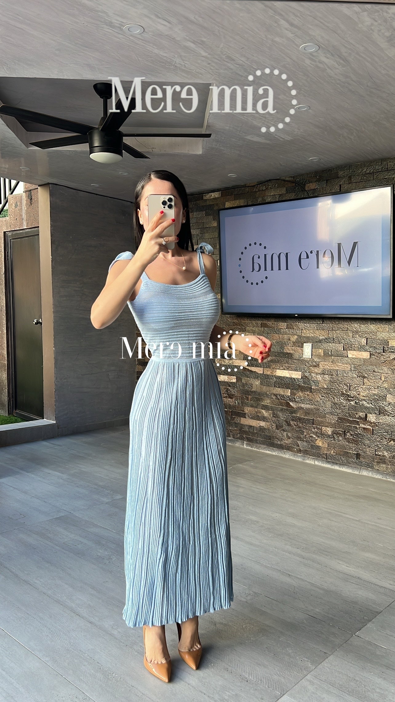 Vestido azul plisado