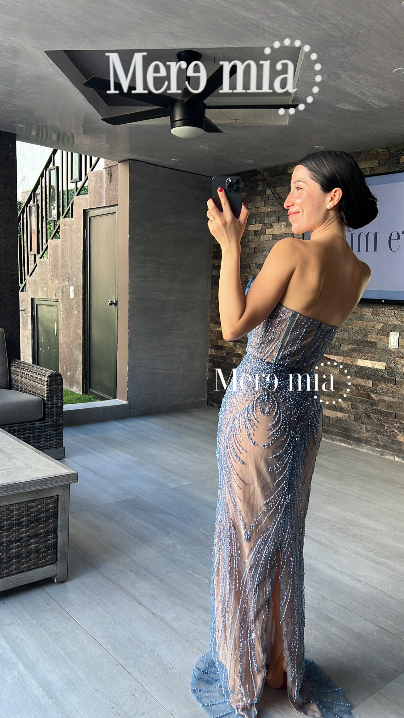 Vestido azul lentejuelas apl