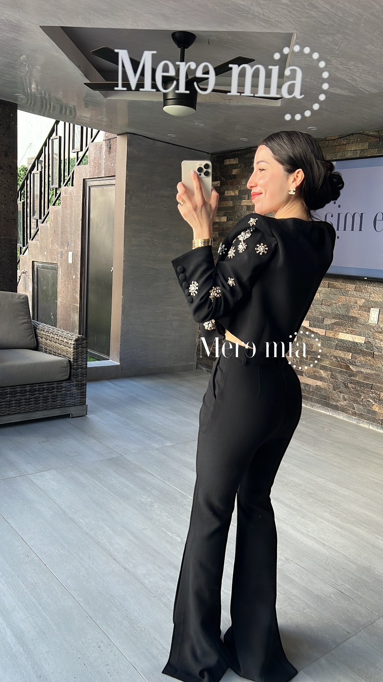 Conjunto negro saco aplicaciones