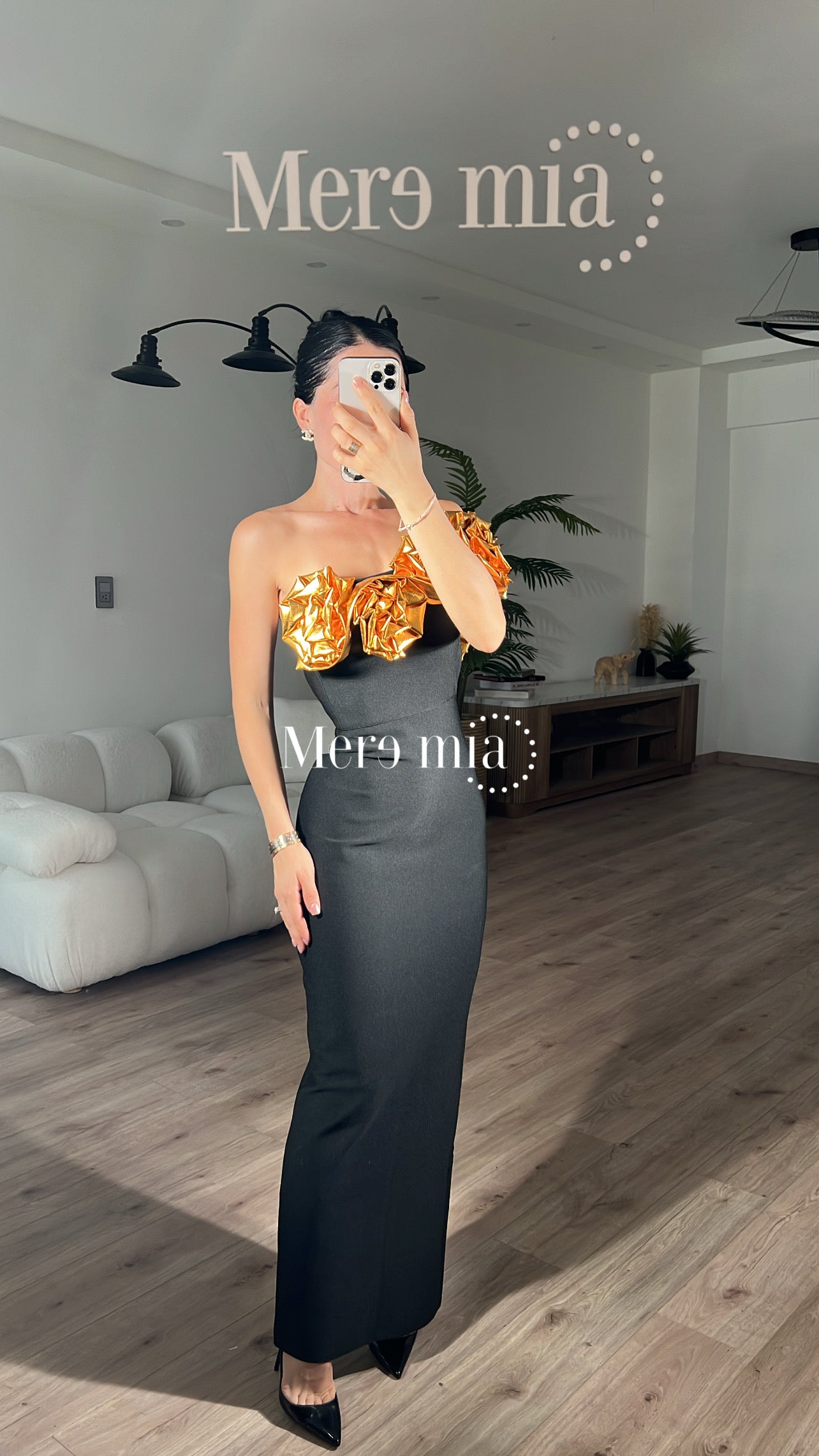 Vestido negro flores dor