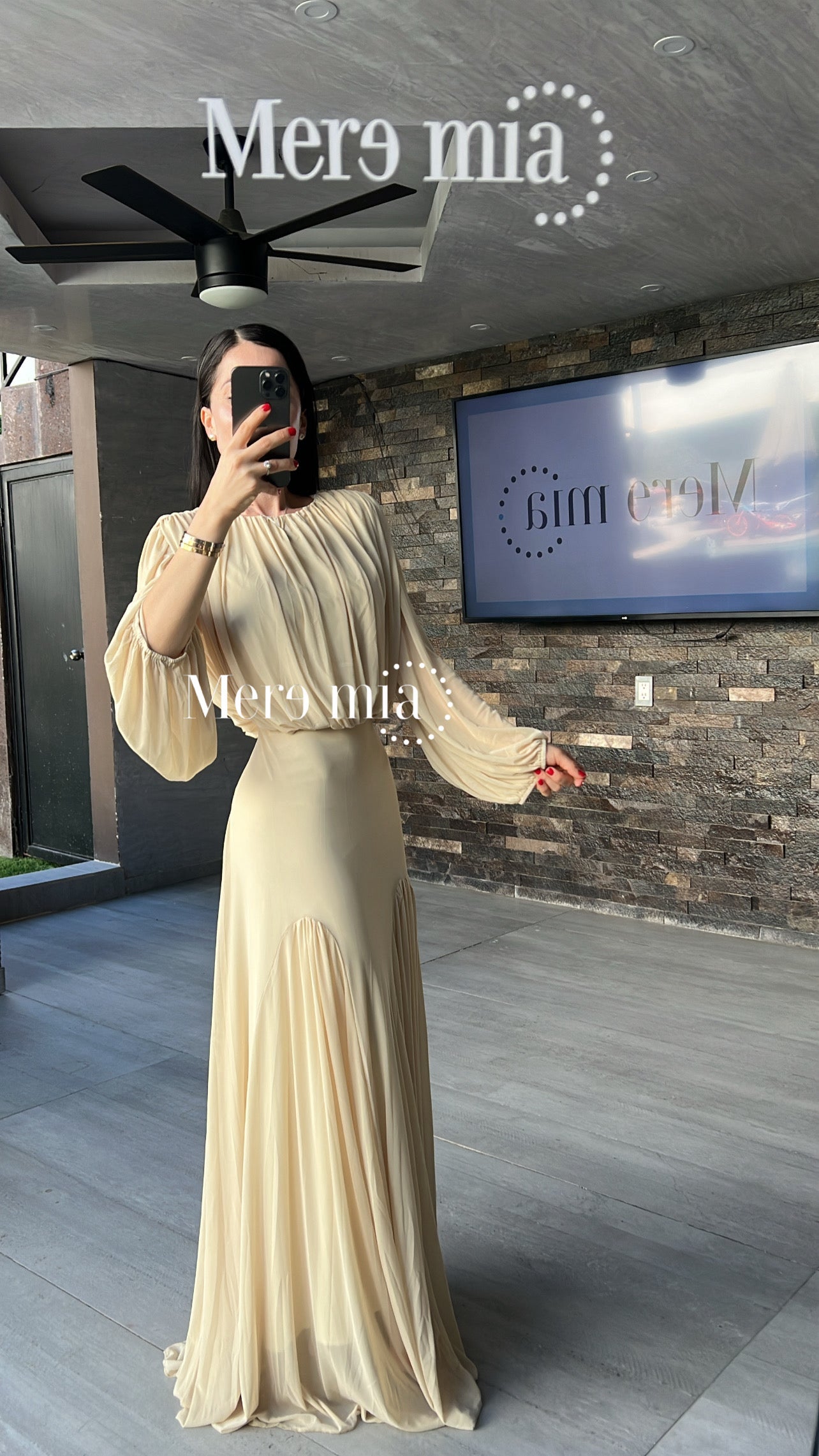 Vestido mangas bomb plisado