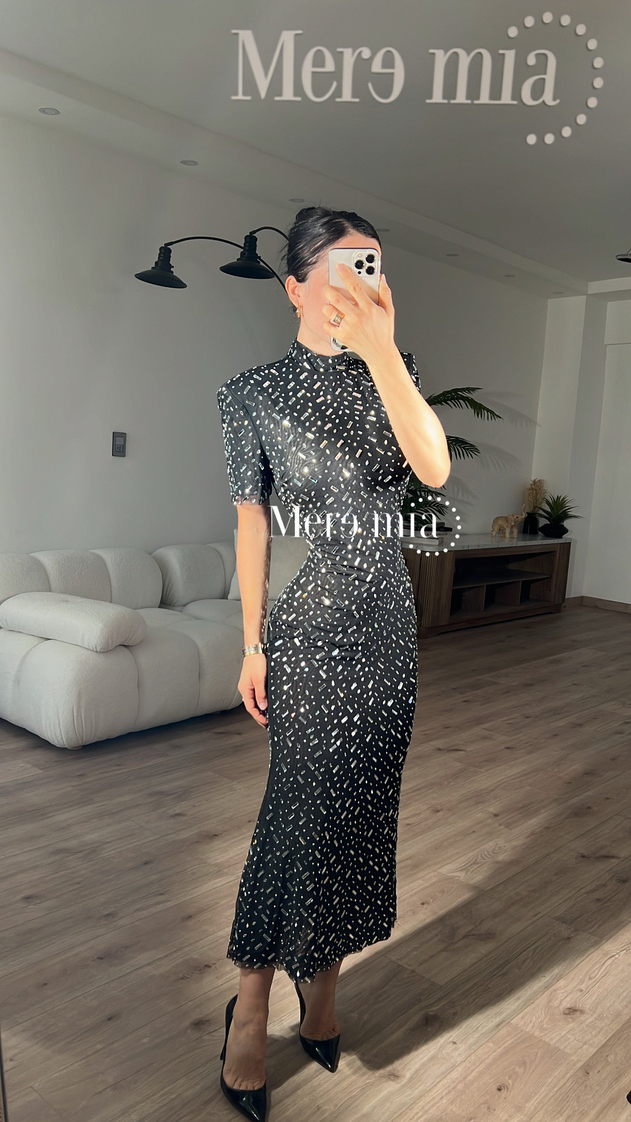 Vestido negro mc cuello