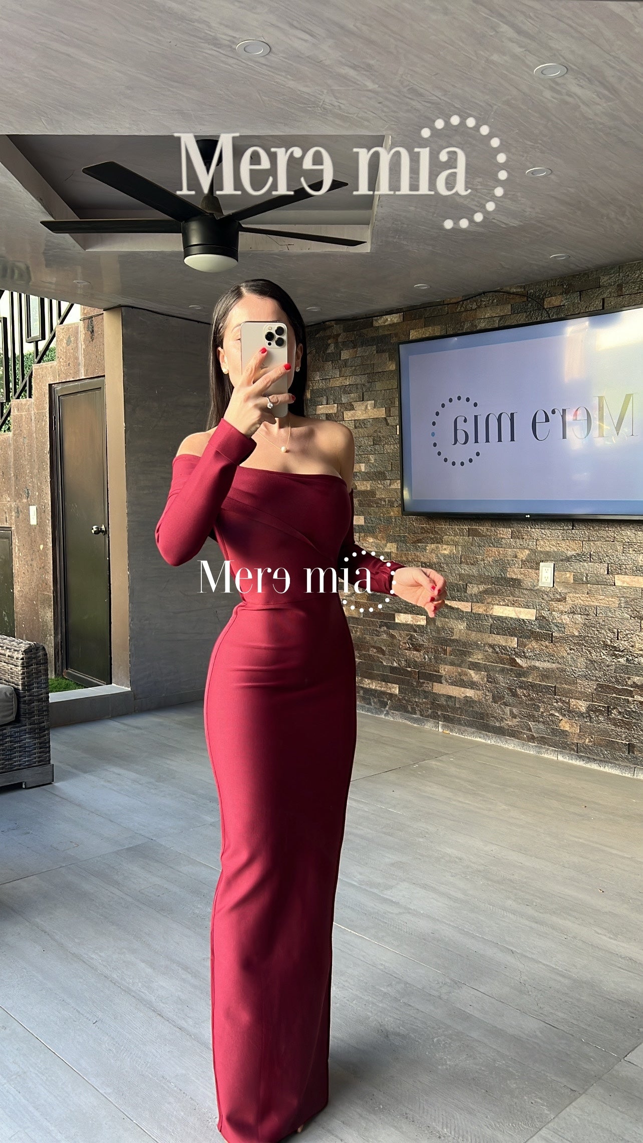 Vestido tinto ml hombro