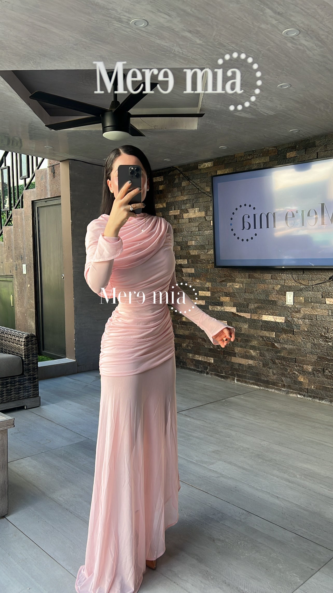 Vestido rosa plisado ml