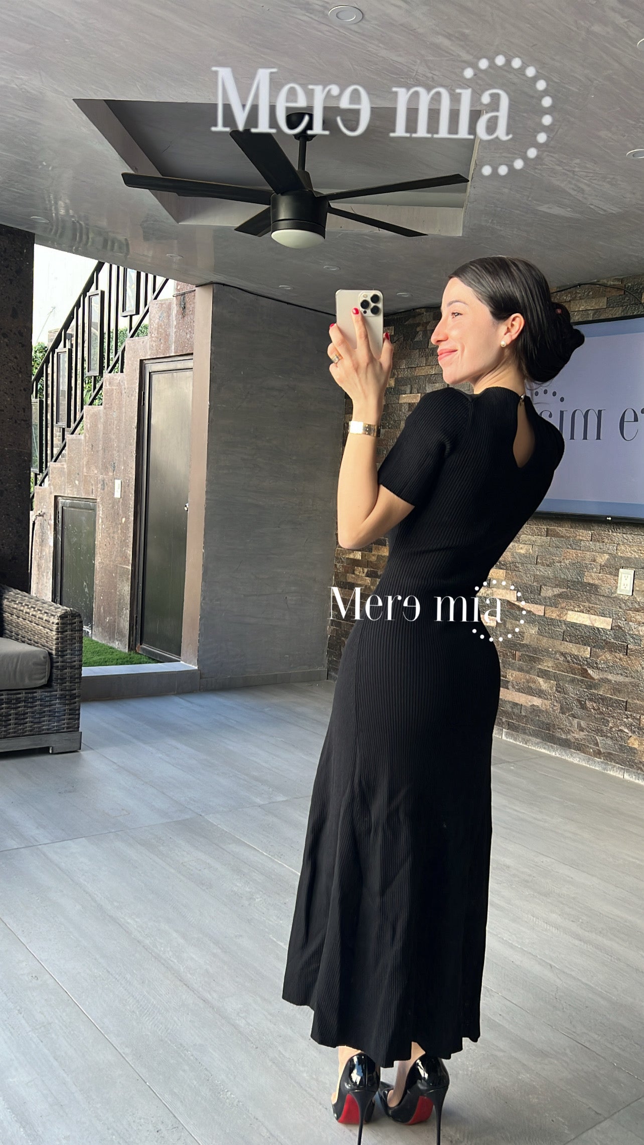 Vestido negro rayado mc