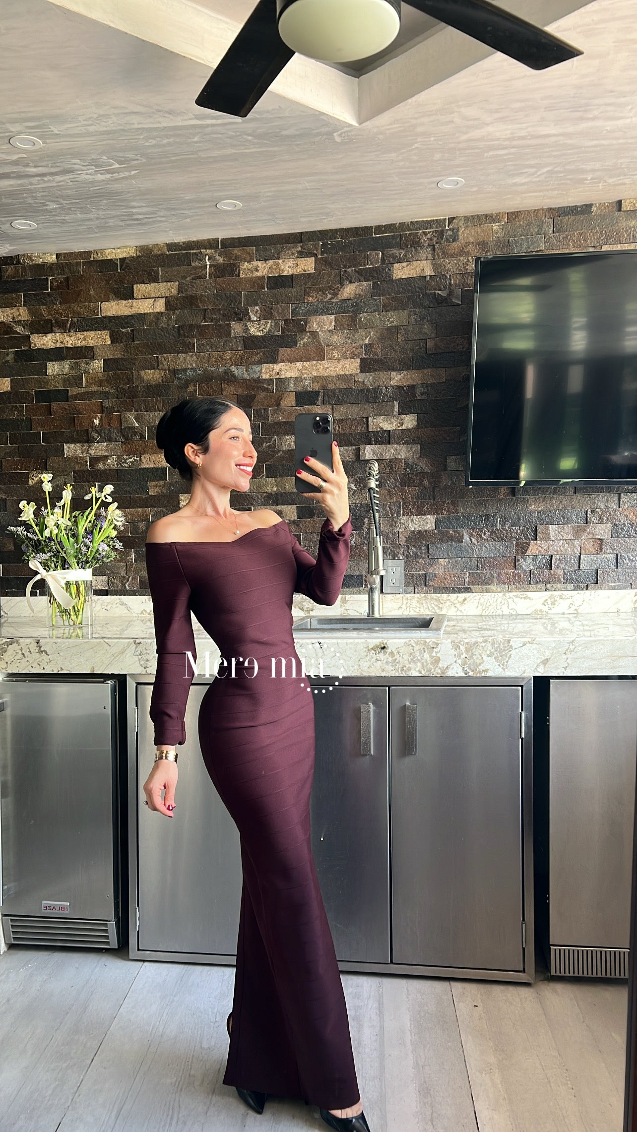 Vestido rayado escote U