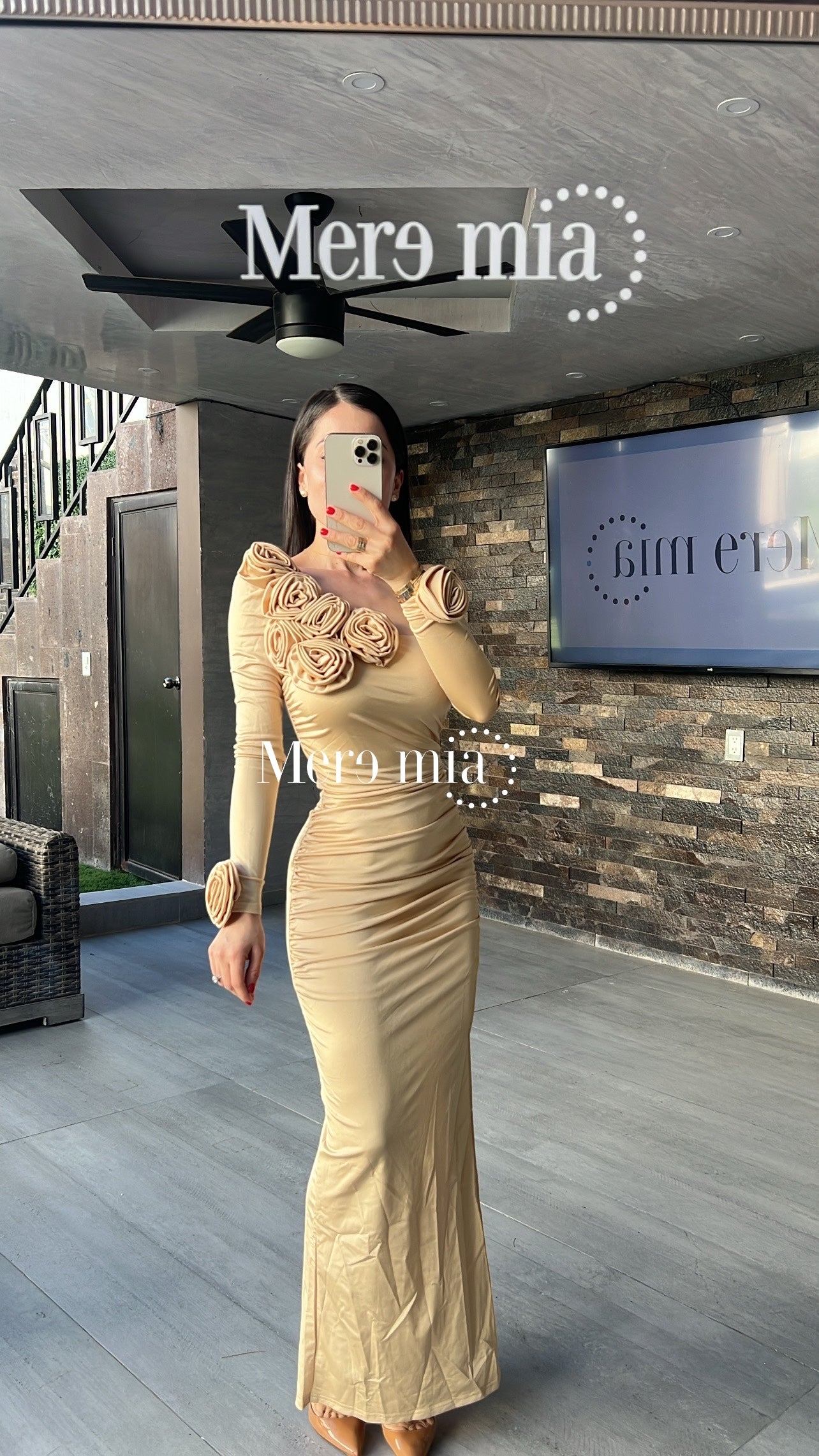 Vestido beige flores
