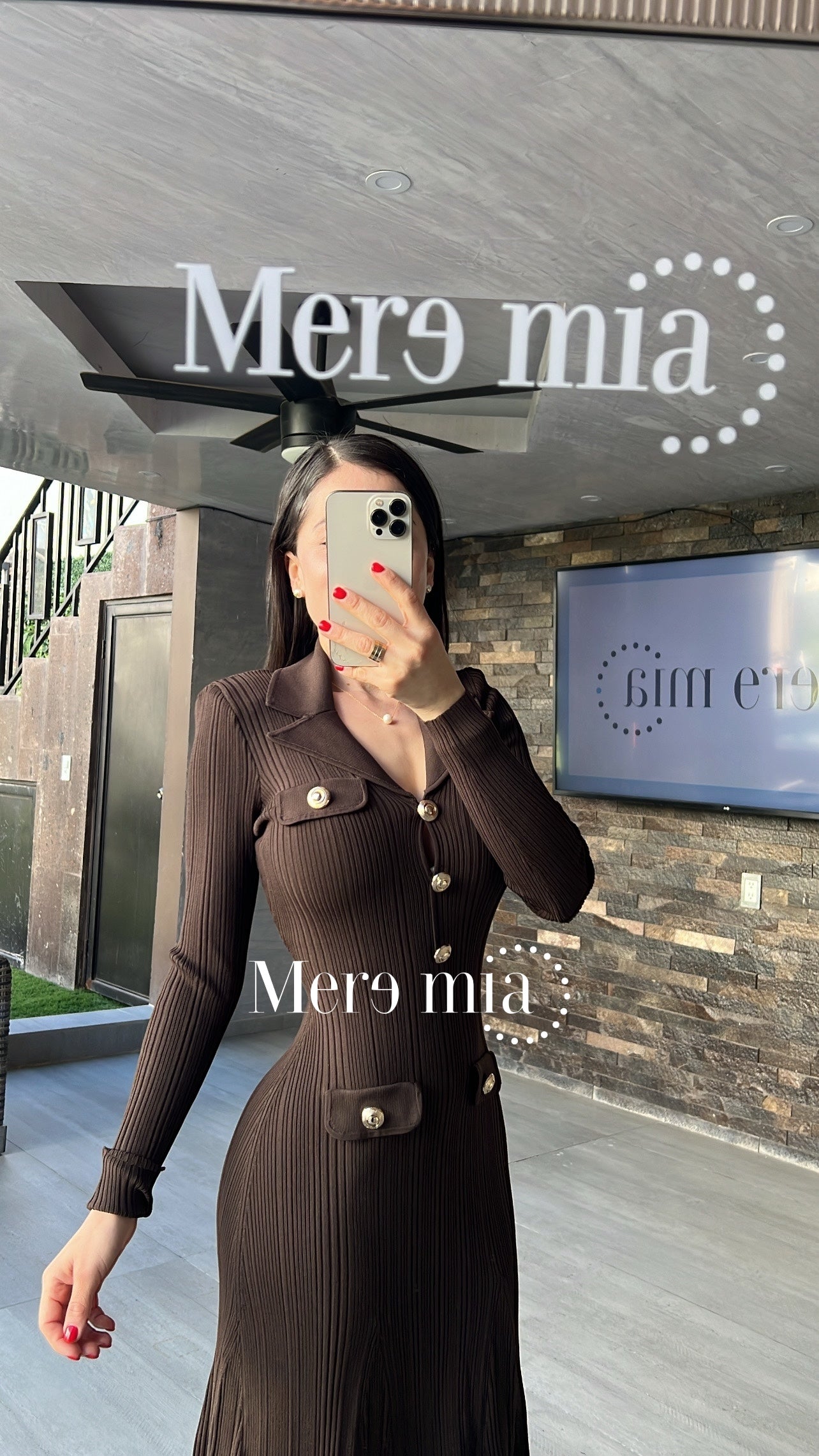 Vestido cafe rayado botones