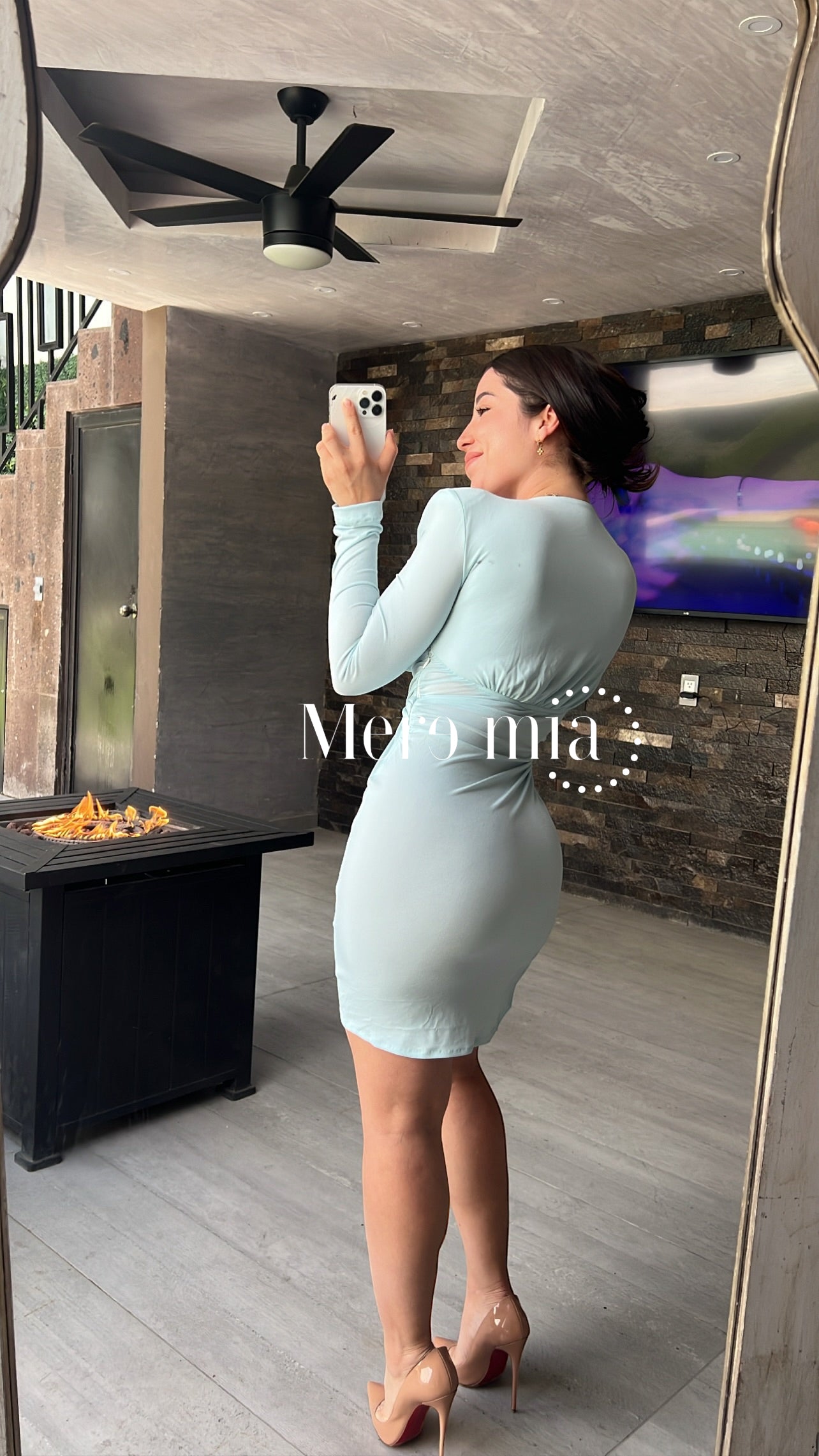 Vestido azul manga larga