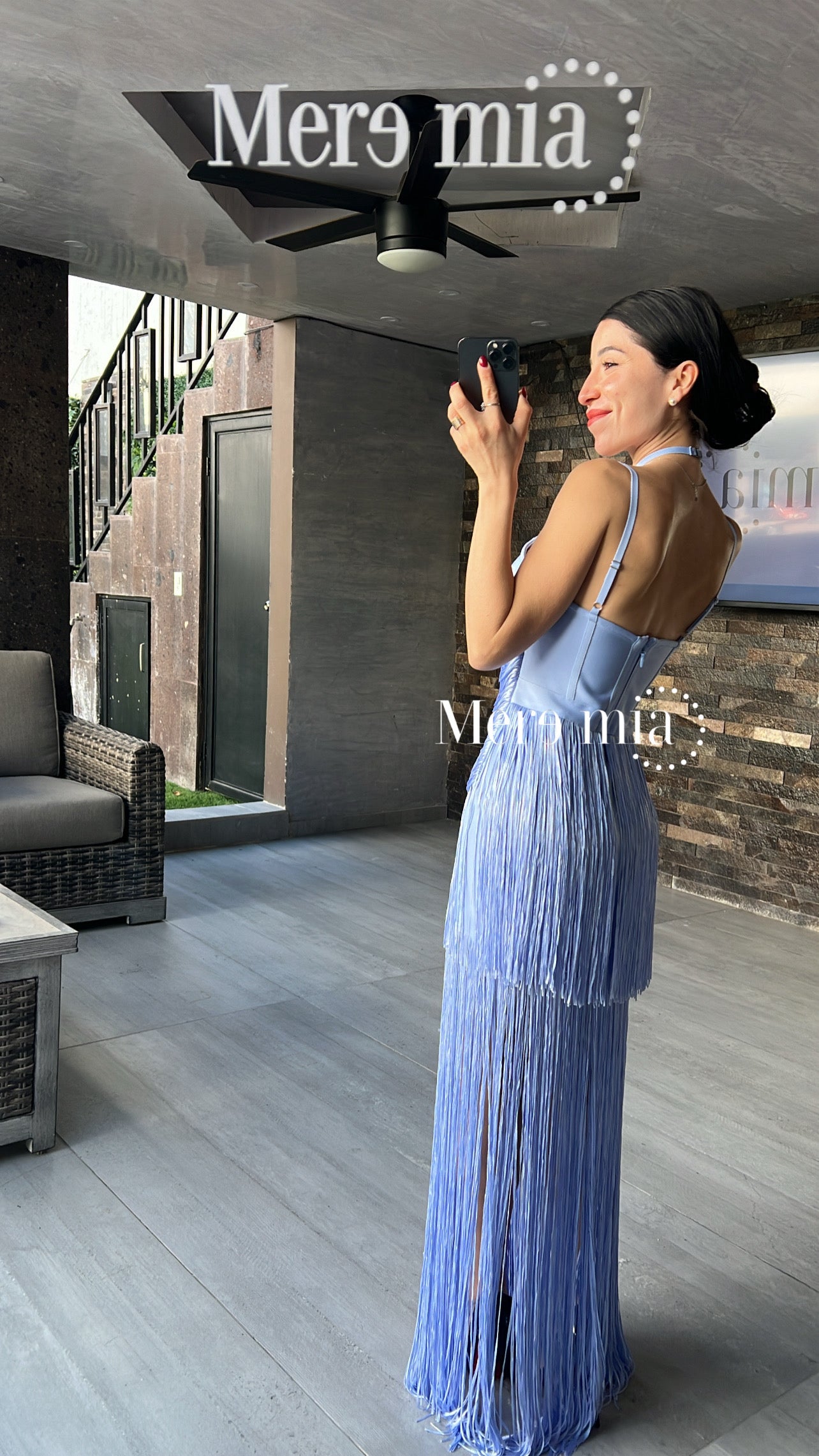 Vestido barbas azul