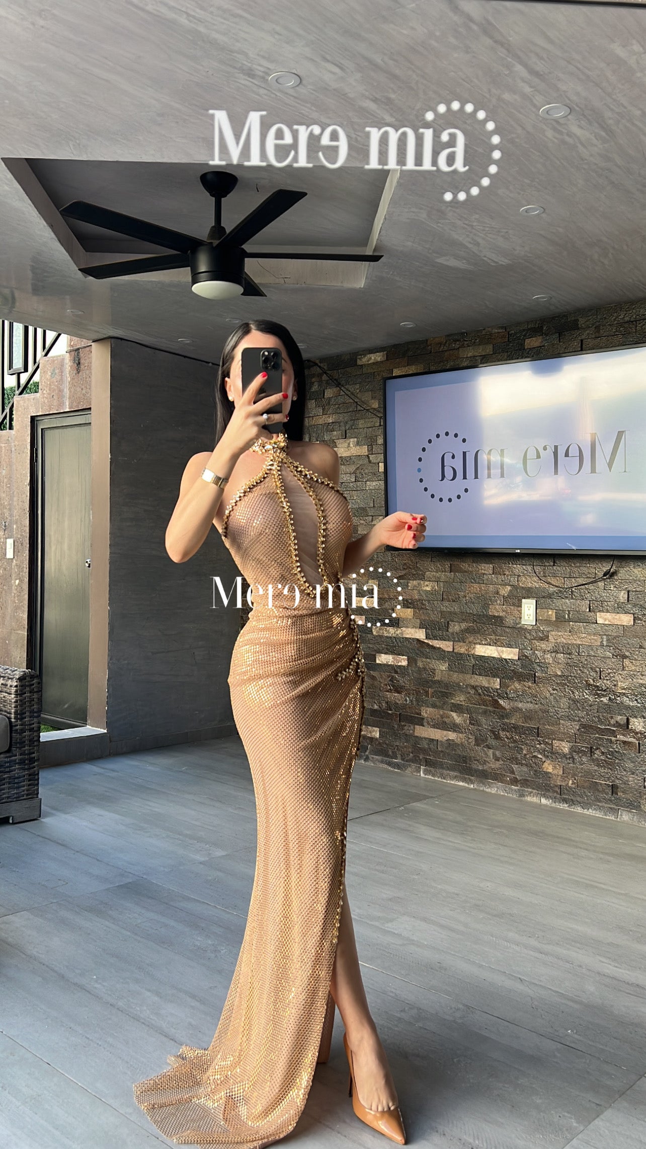 Vestido cobre torn cuello