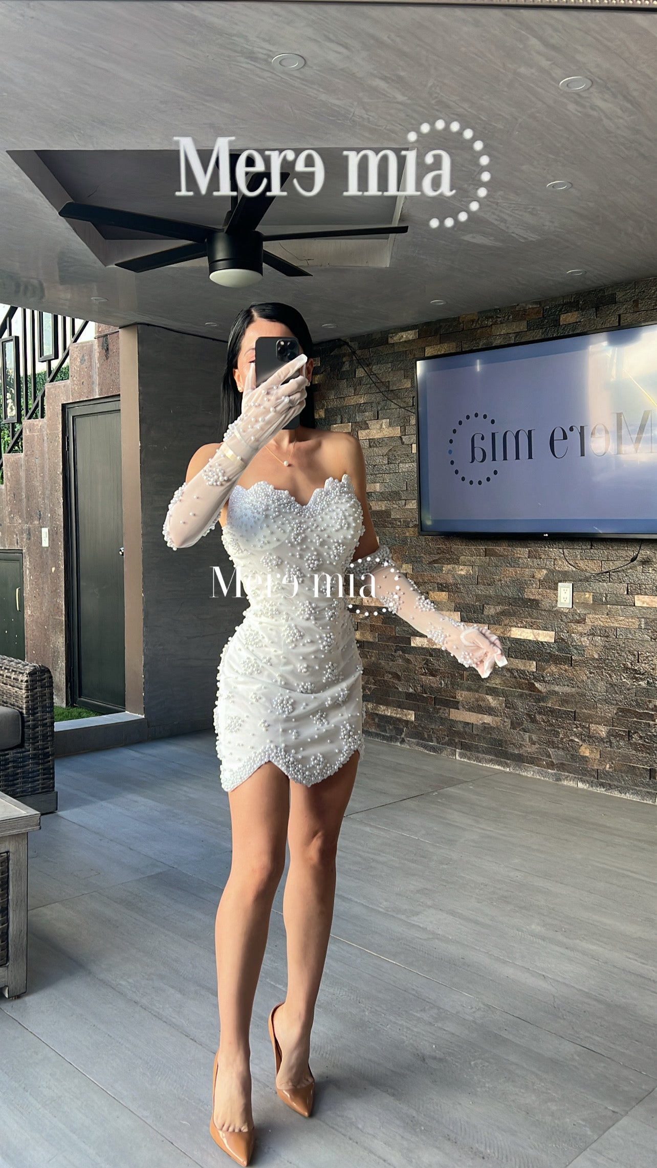 Vestido blanco perlas corto