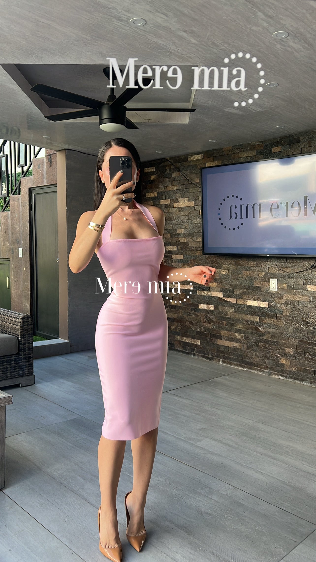 Vestido halter rosa