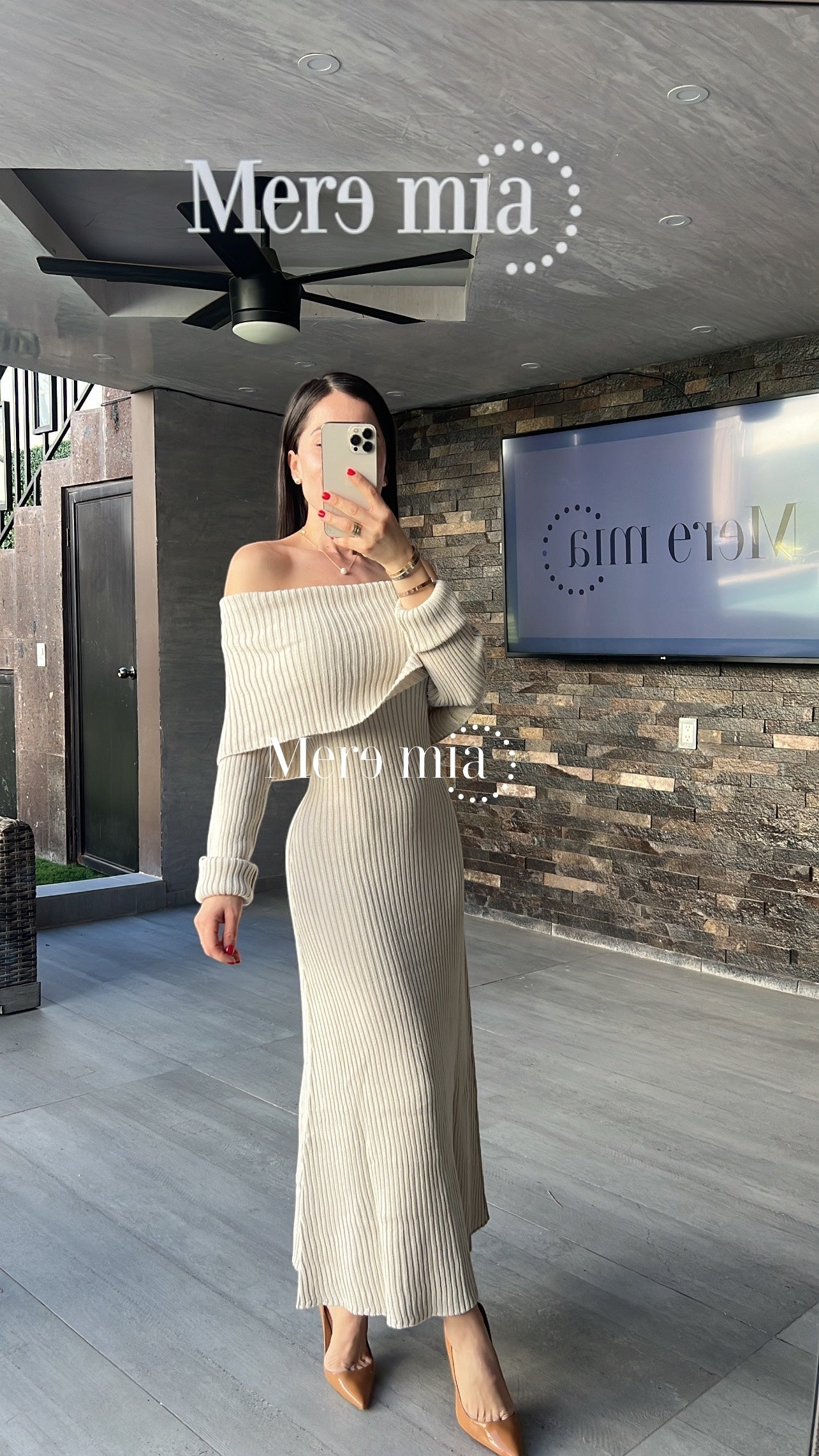 Vestido beige sweater hom