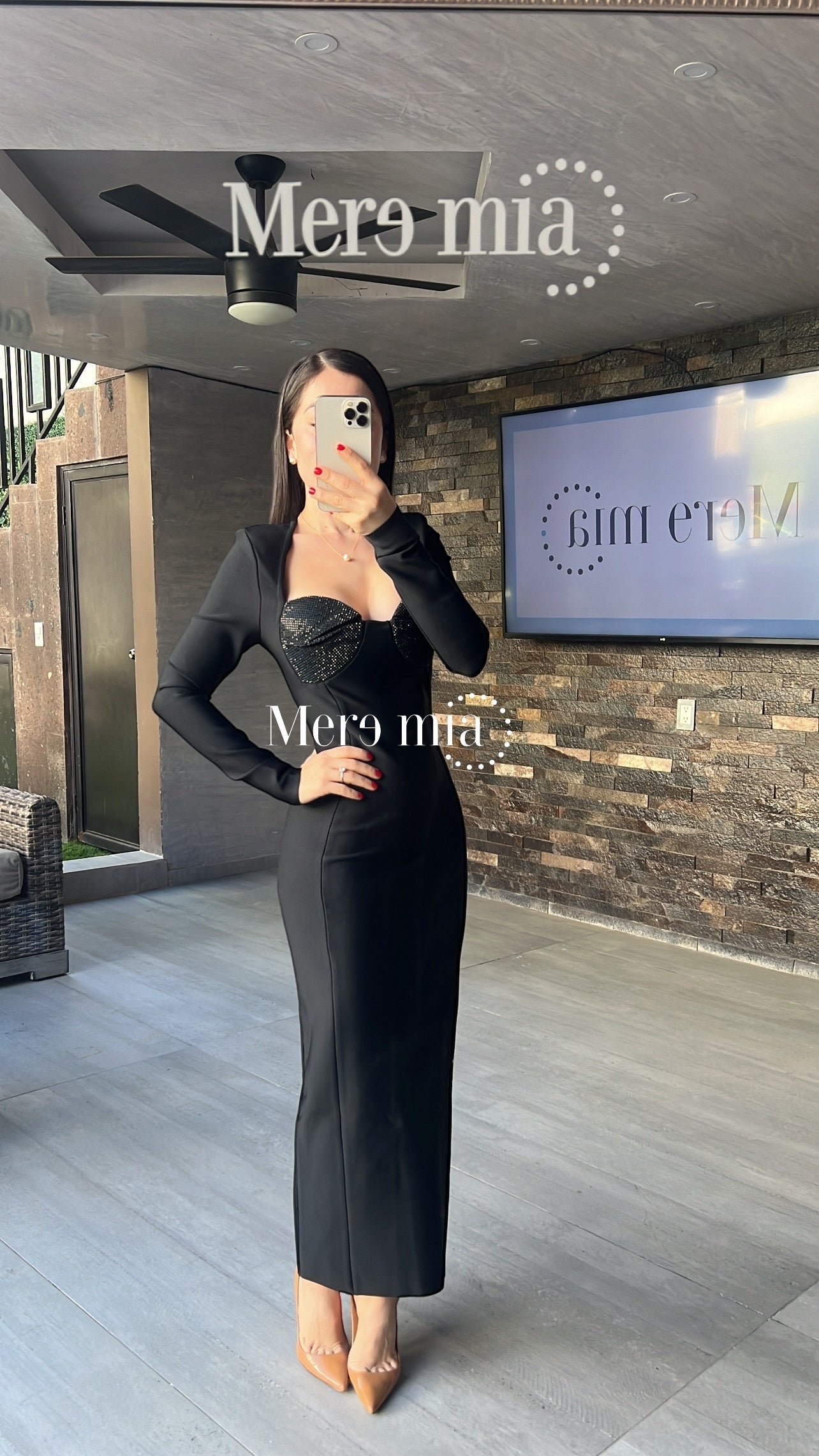 Vestido negro manga larga