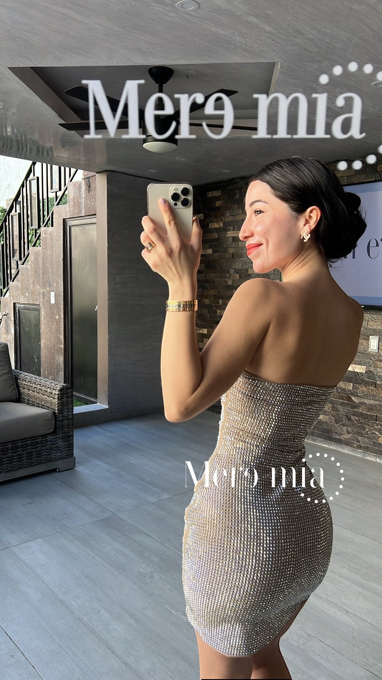 Vestido beige puntos flores