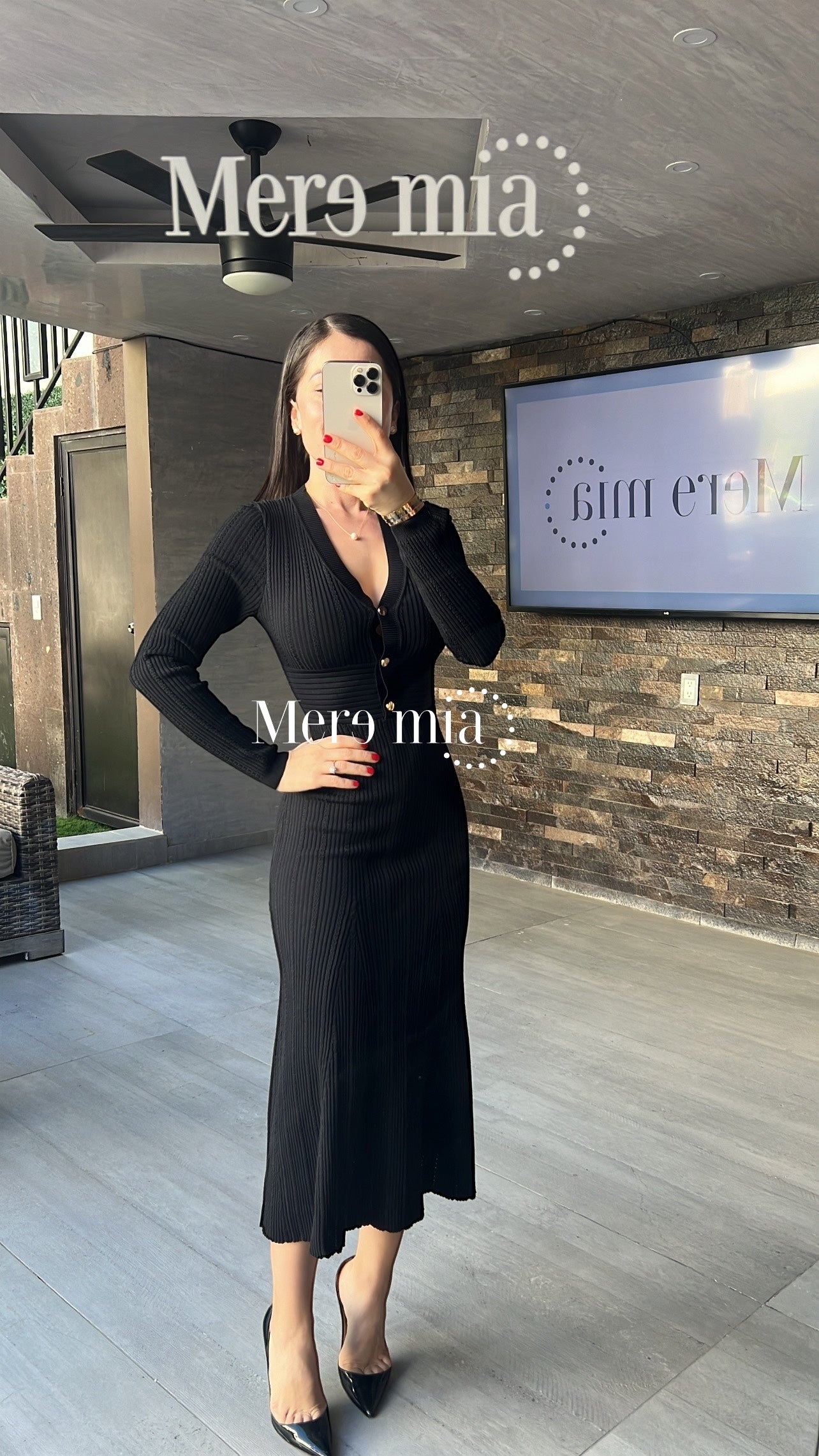 Vestido negro rayado