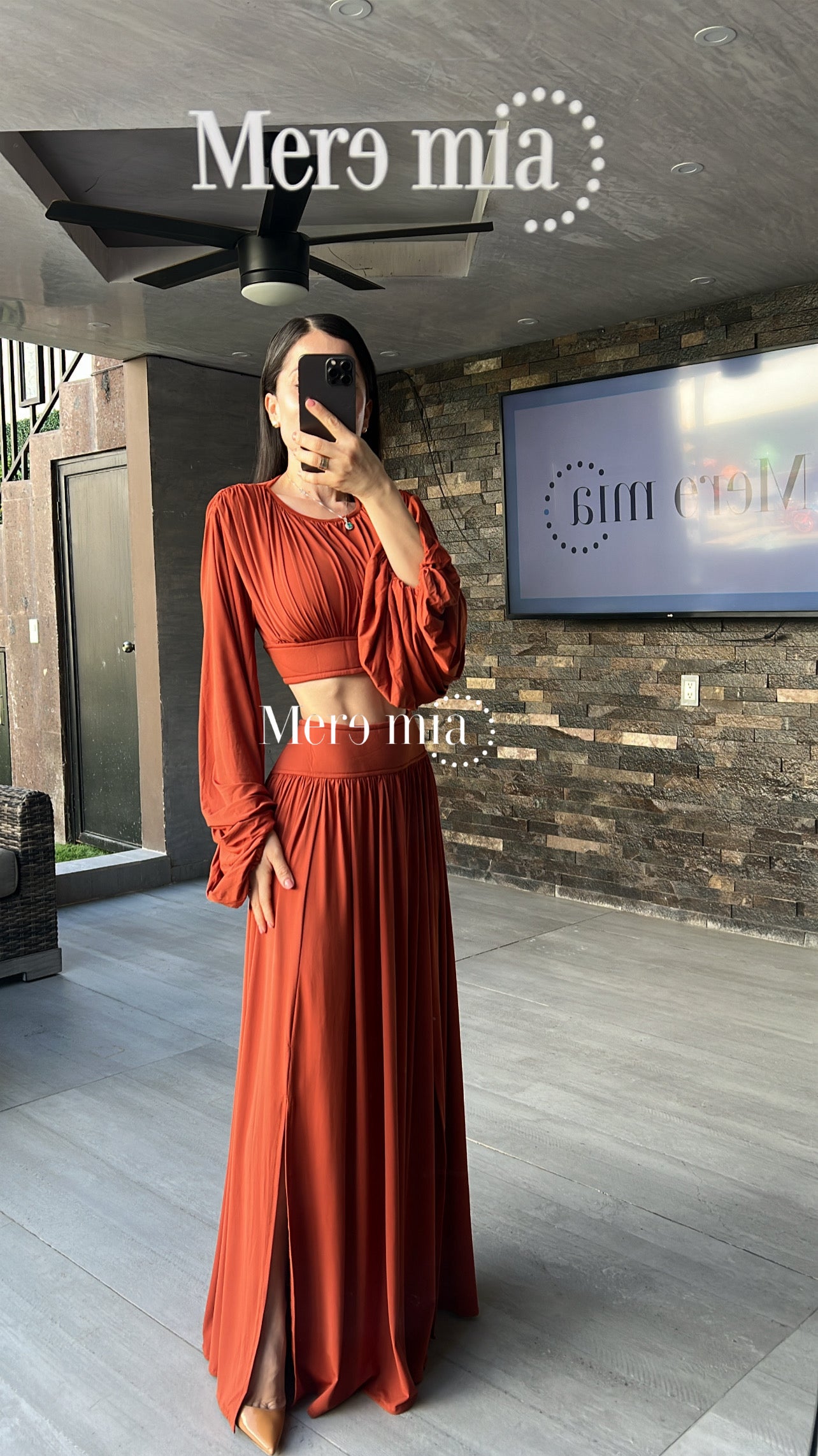 Conjunto plisado mangas bombachas