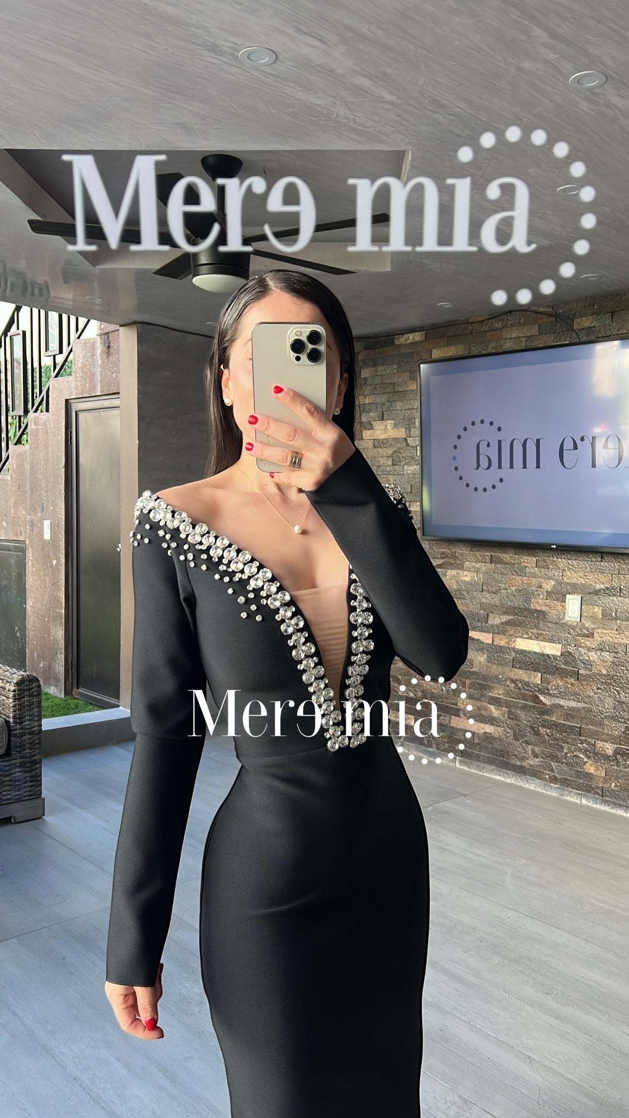 Vestido negro perlas ml