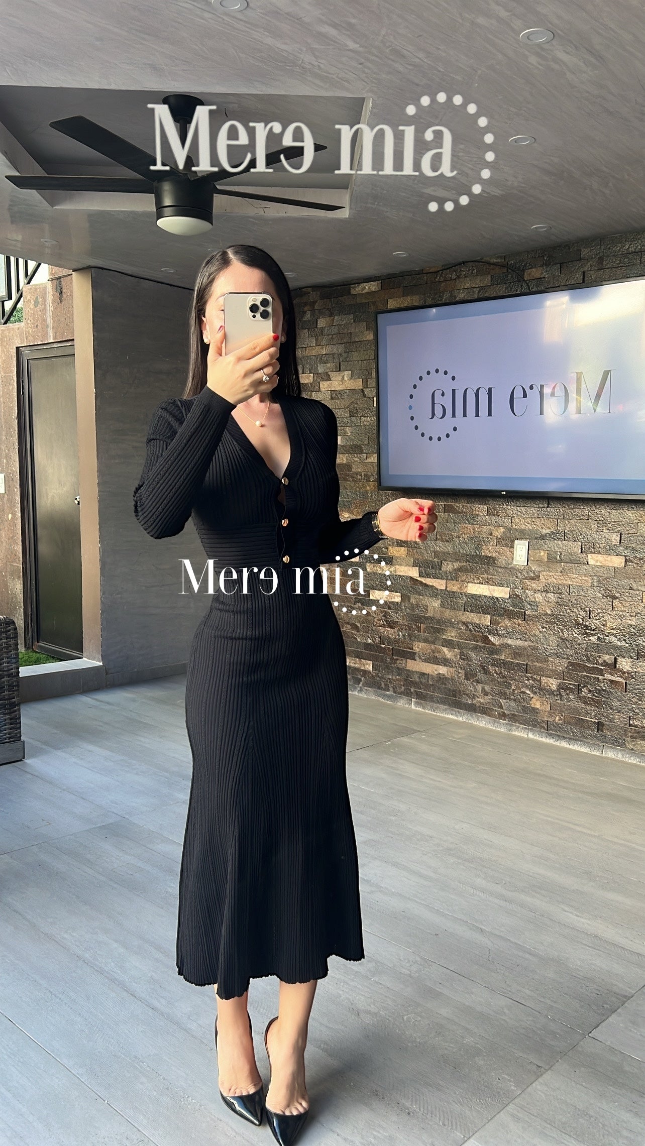 Vestido negro rayado