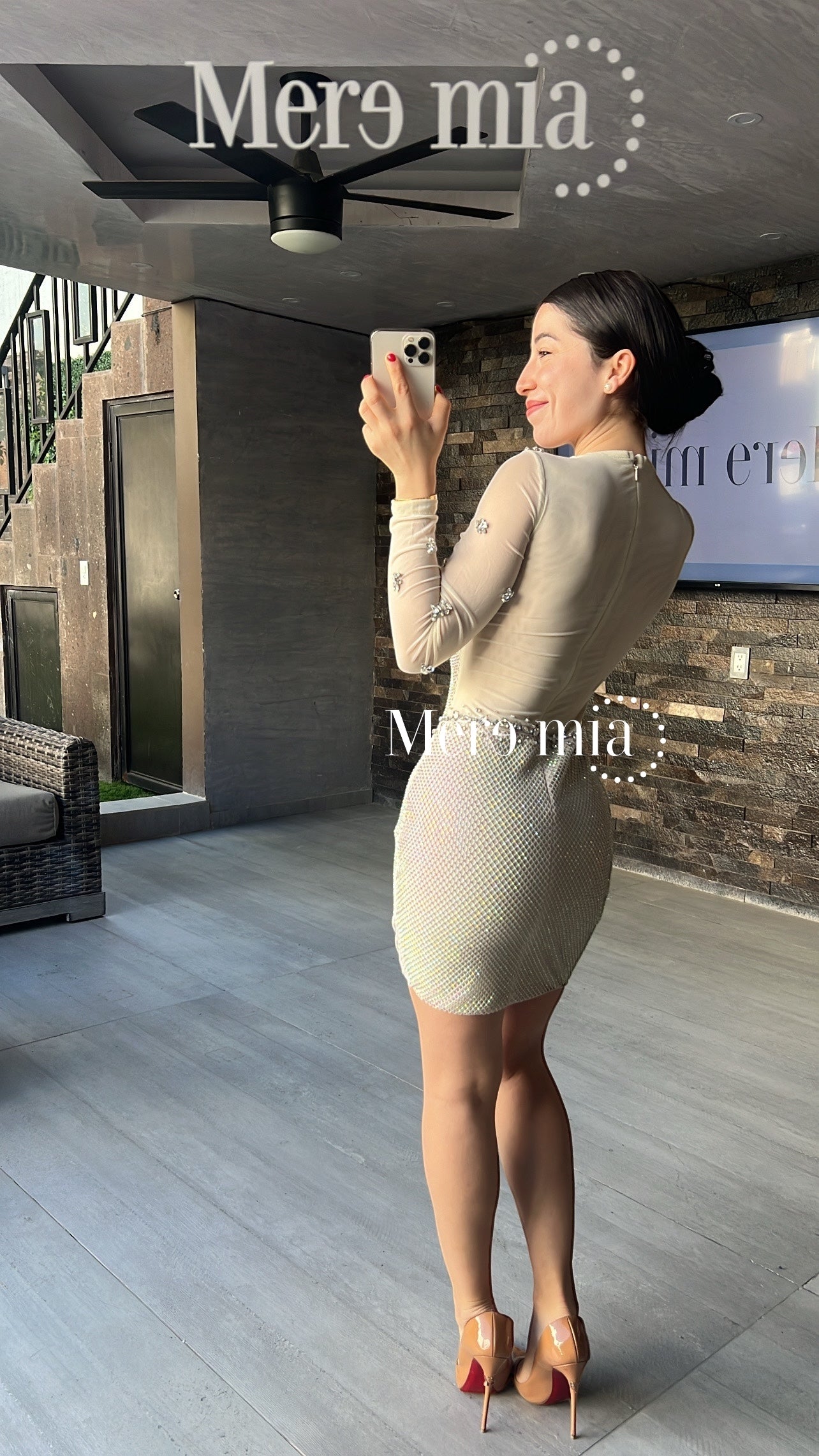 Vestido plata malla apl