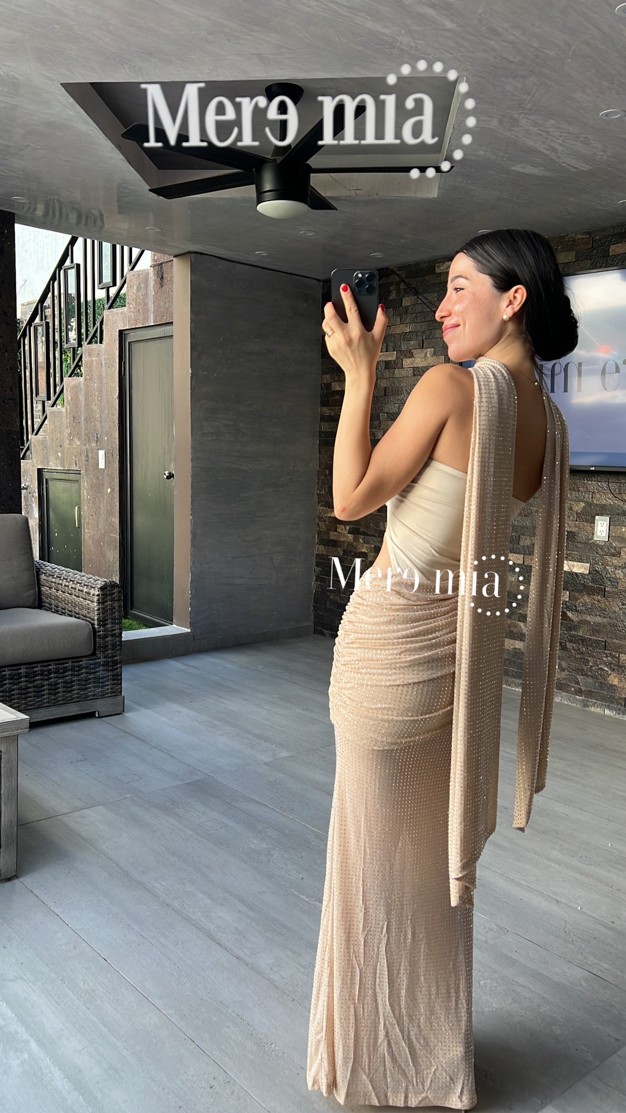 Vestido puntos plata malla