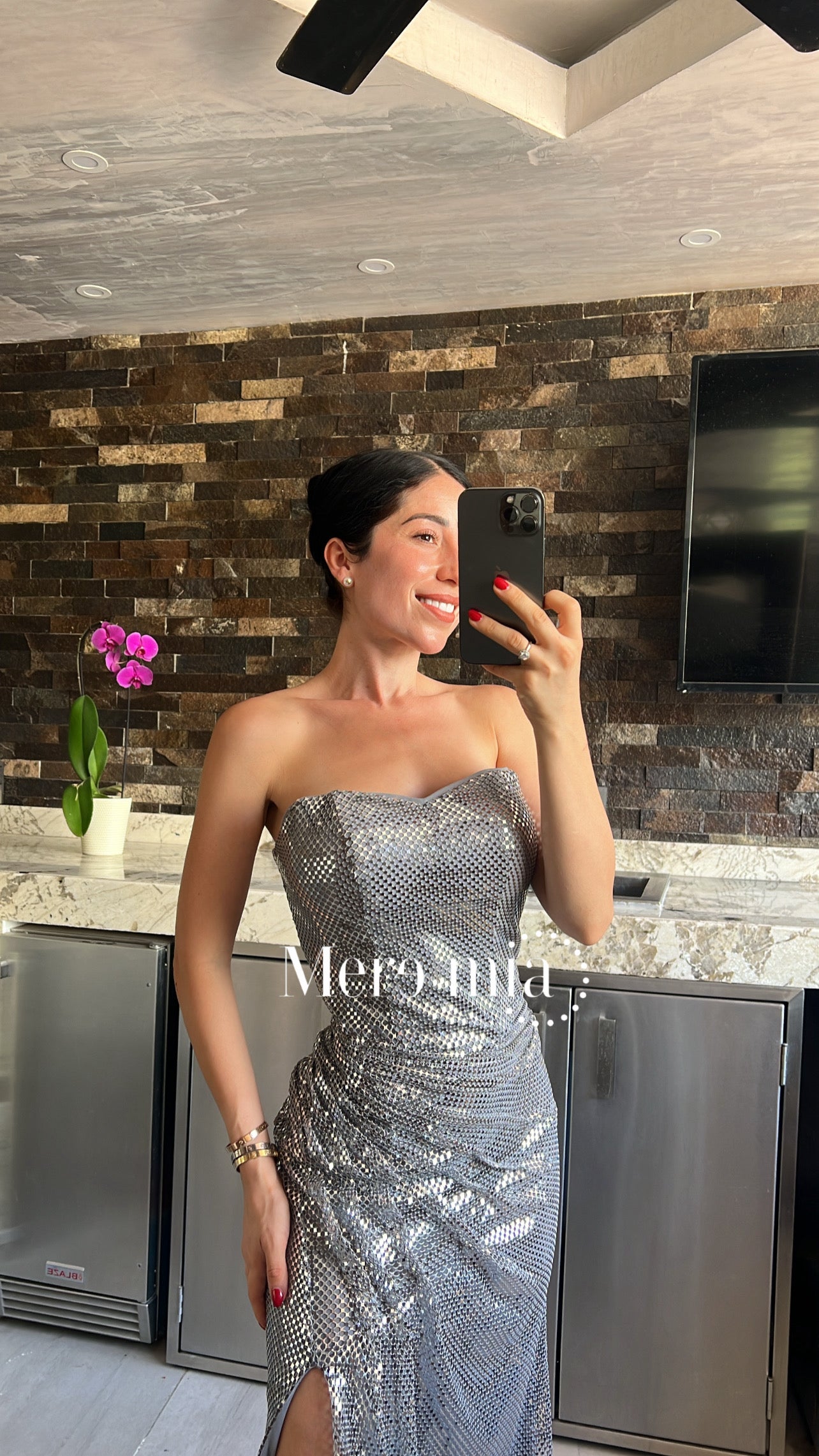 Vestido plata asimétrico