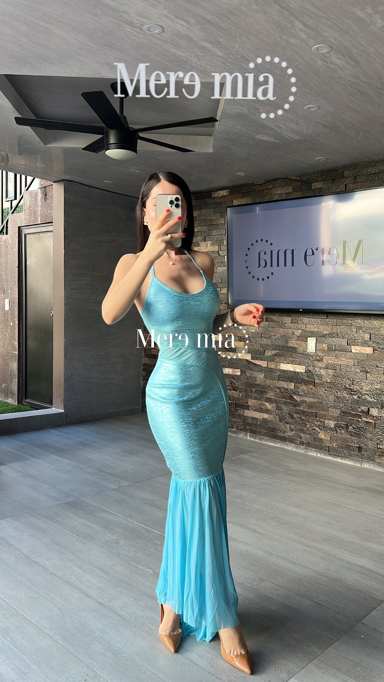 Vestido azul metalico