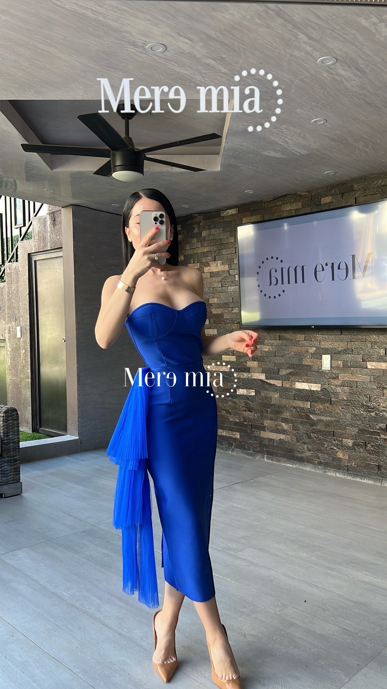 Vestido azul rey strapples tul