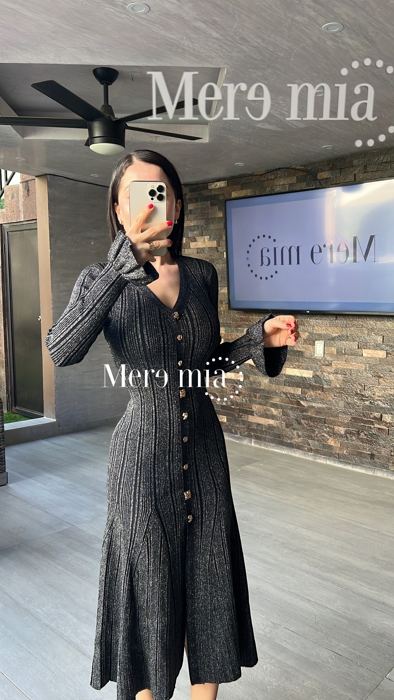 Vestido gris brillos