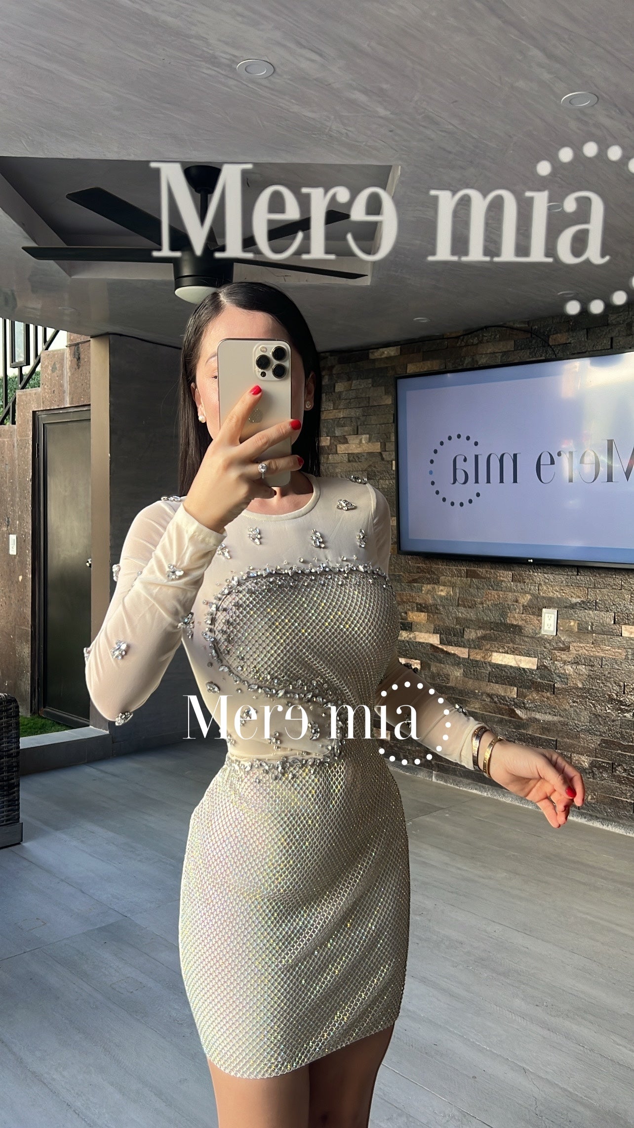 Vestido plata malla apl