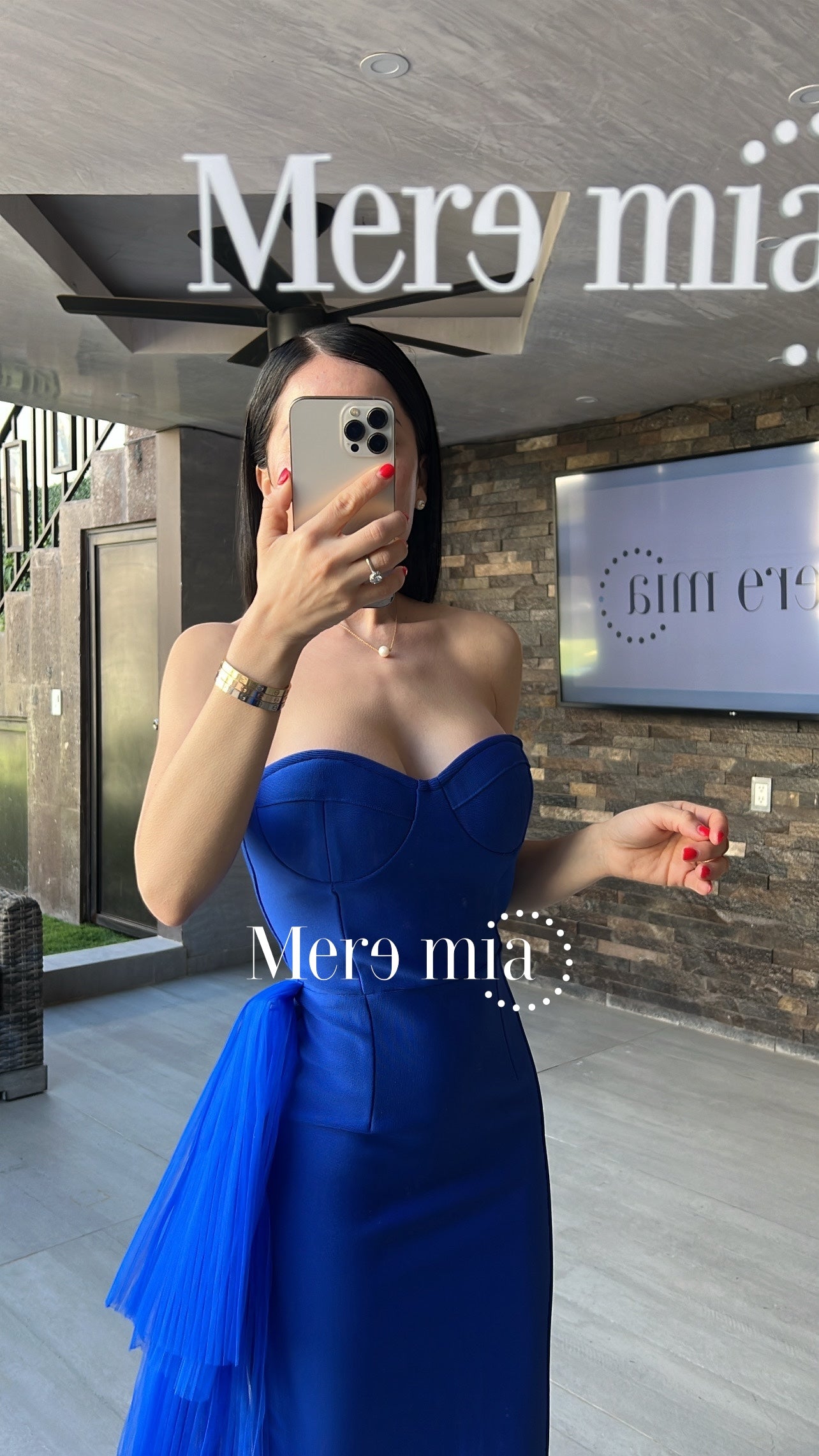 Vestido azul rey strapples tul