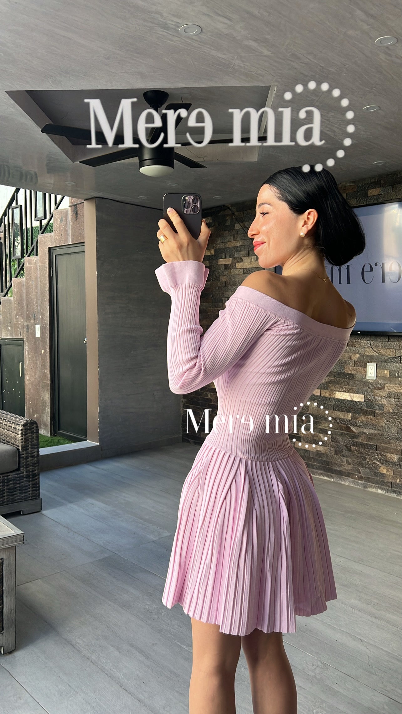 Vestido rosa rayado olanes