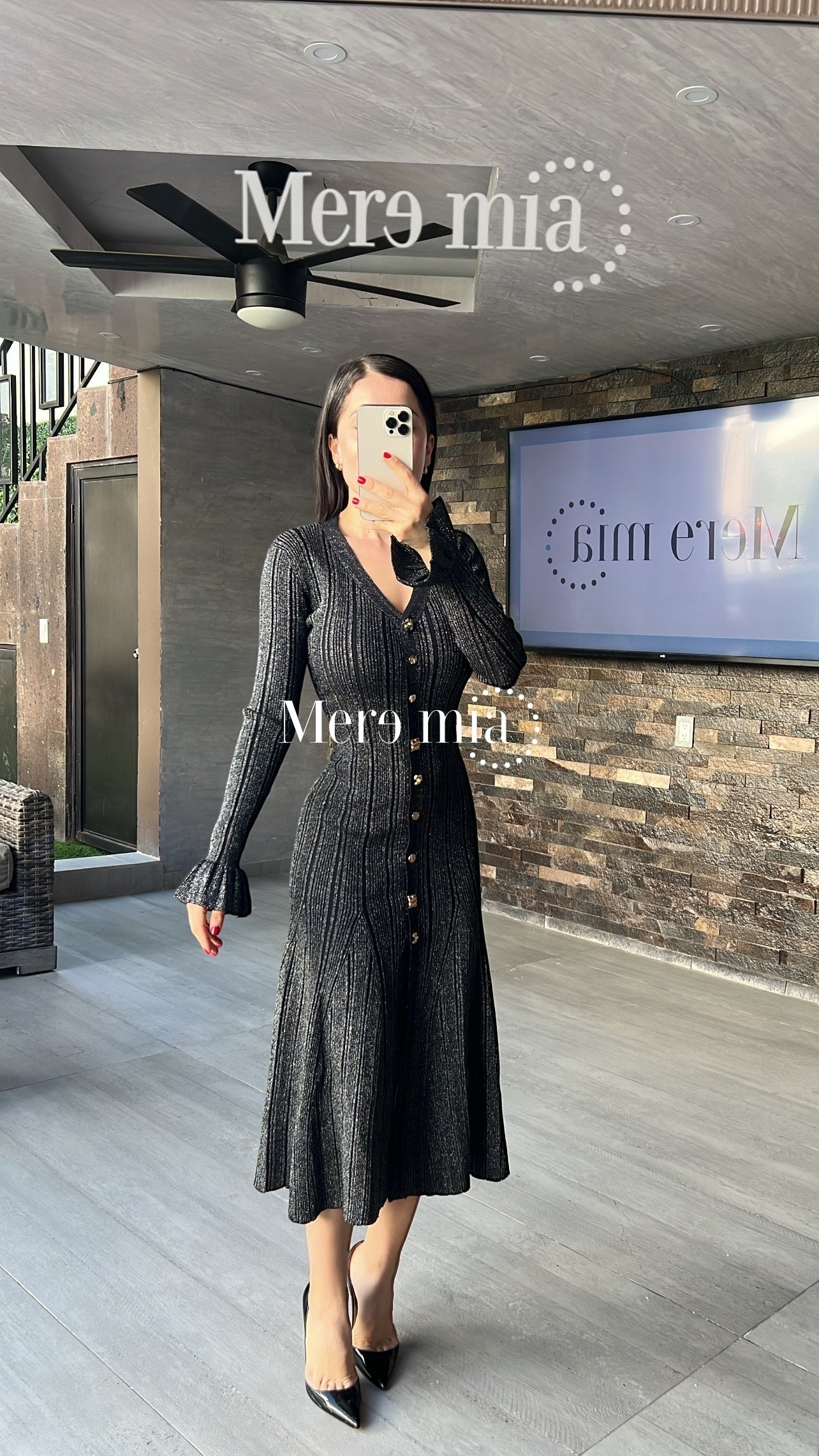 Vestido gris brillos