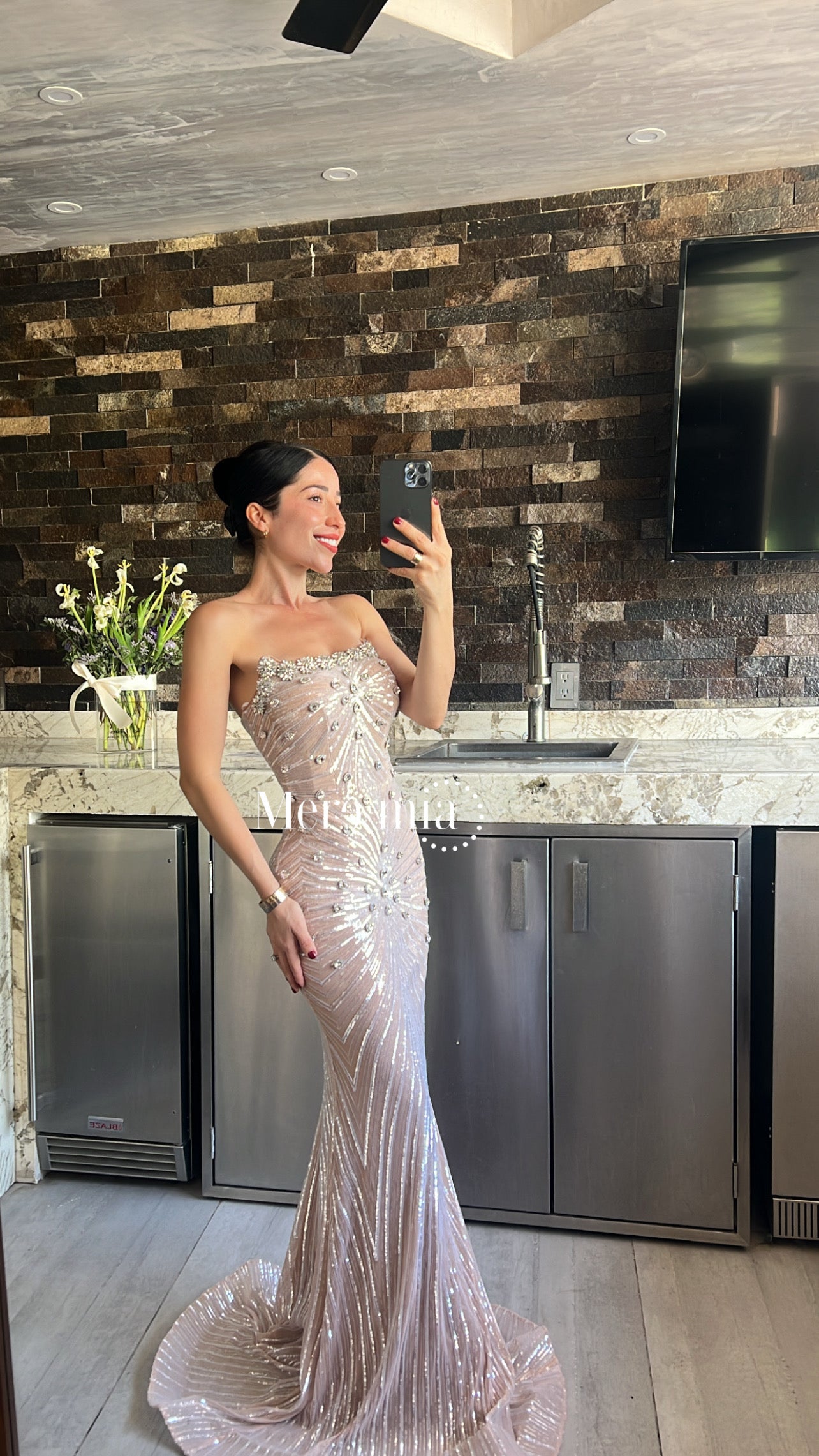 Vestido nude lent plata