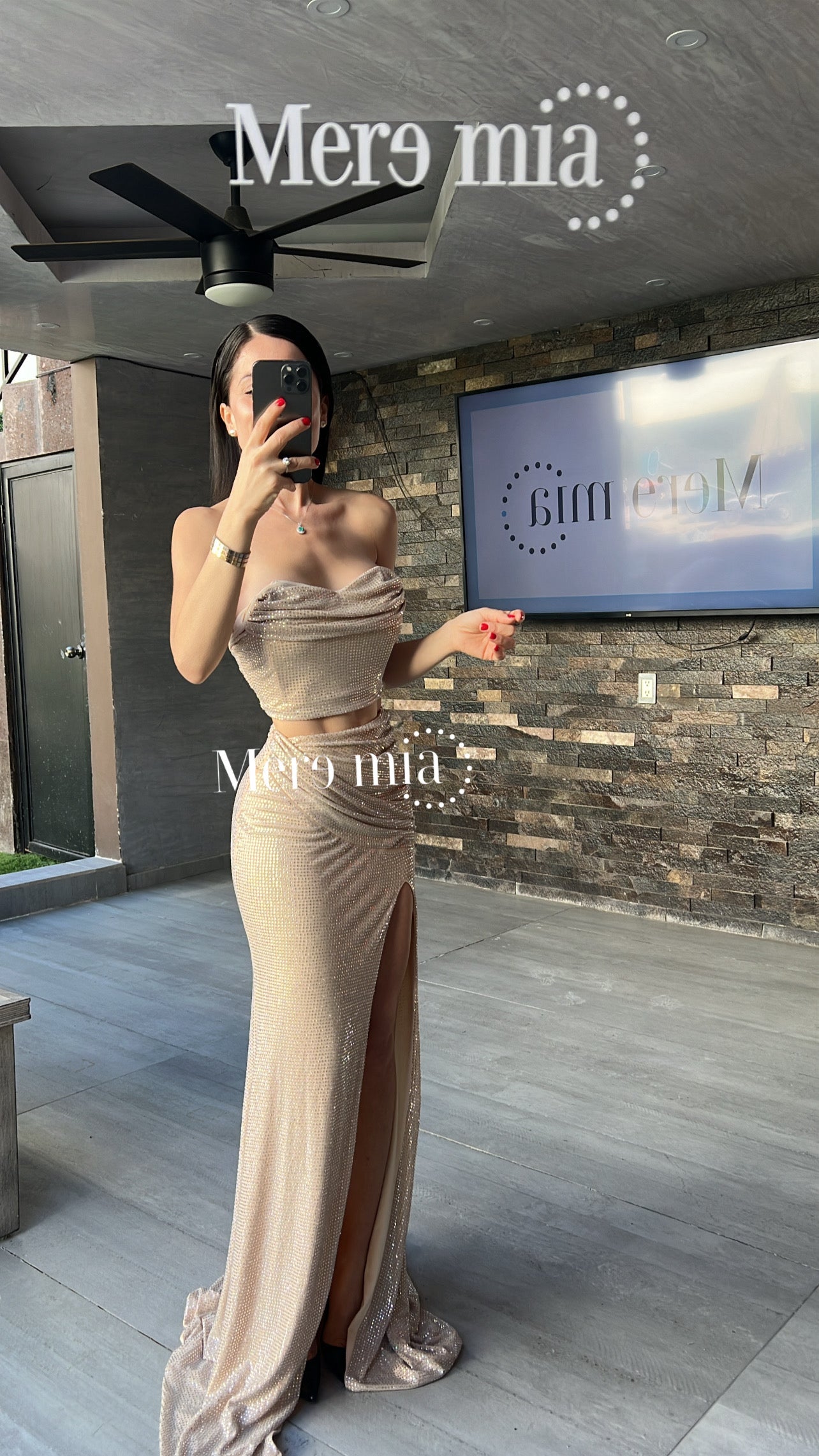 Conjunto beige puntos