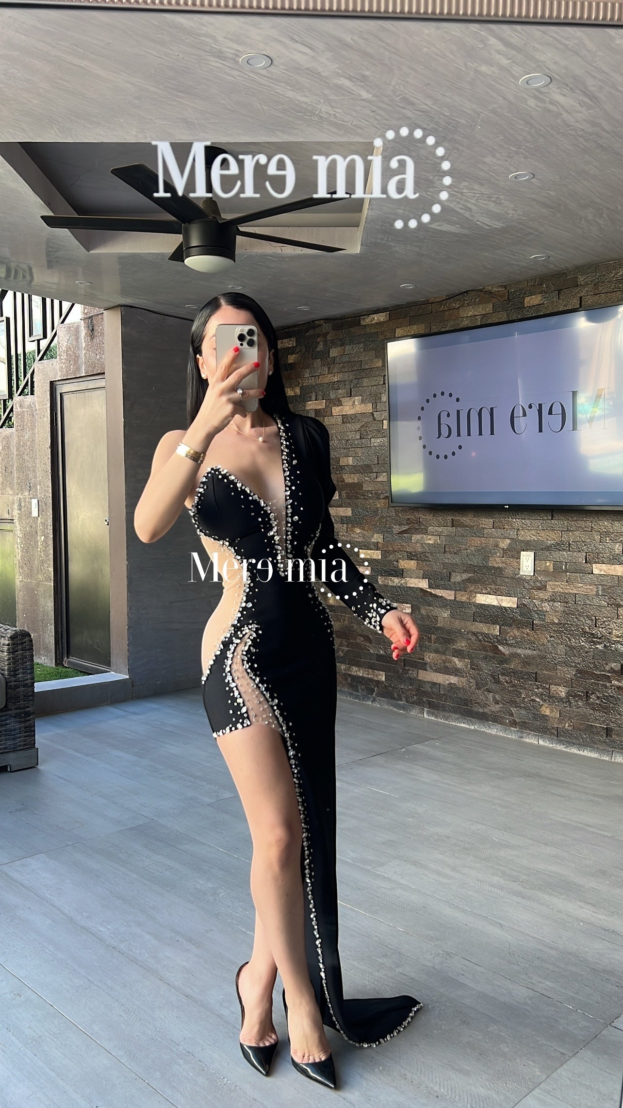 Vestido negro apl malla