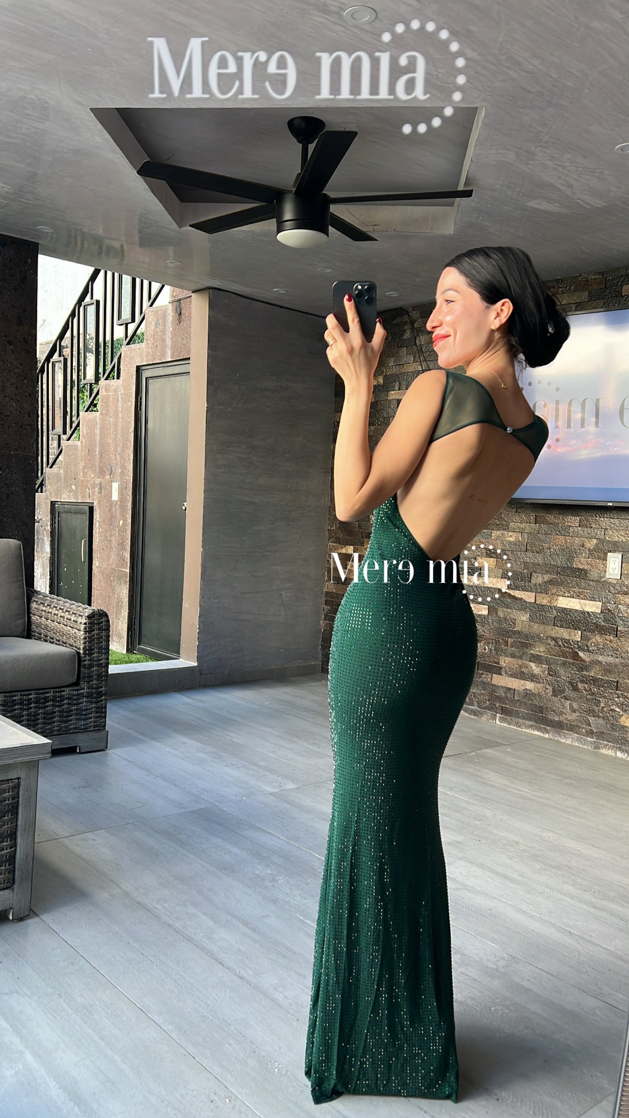 Vestido verde puntos malla