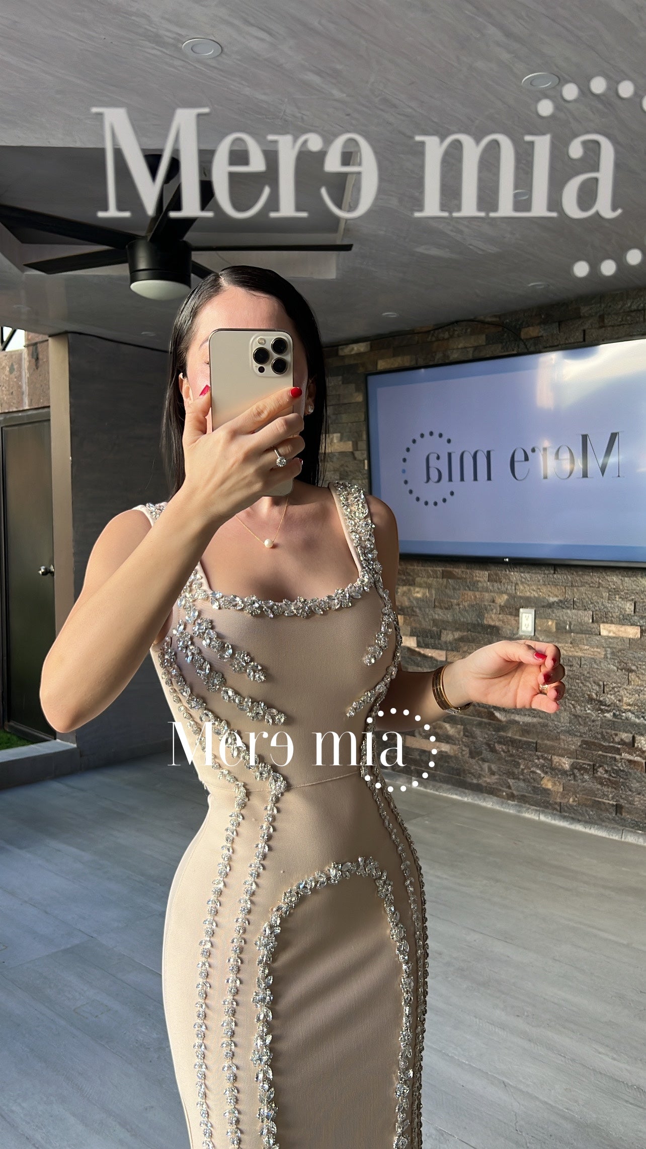 Vestido beige apl plata