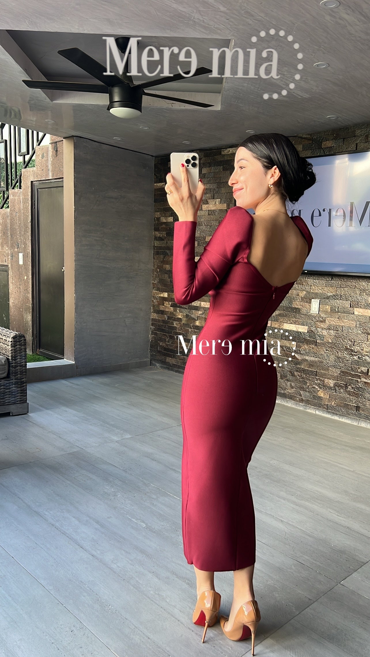 Vestido tinto manga larga