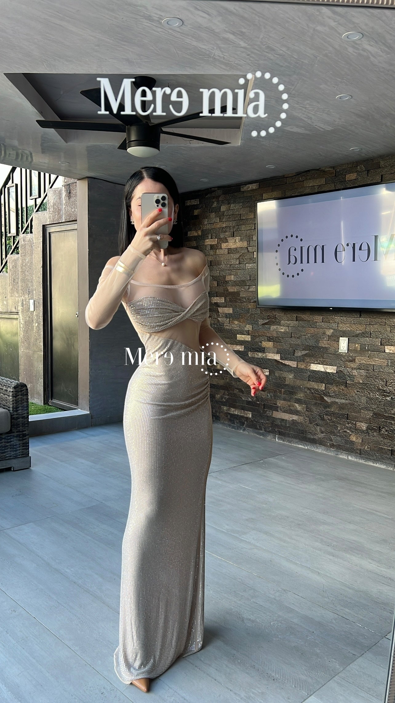 Vestido nude puntos